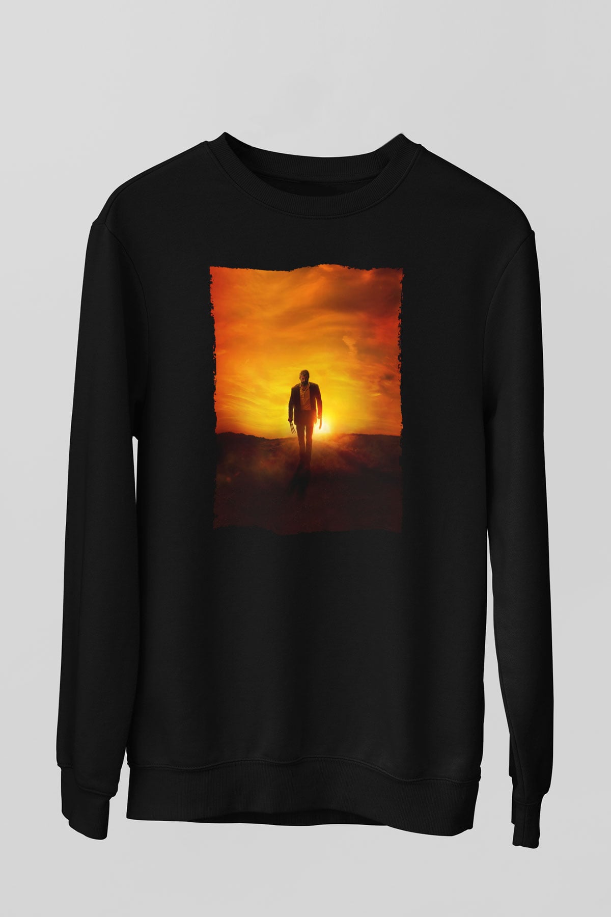 Unisex Logan Baskılı Siyah Sweatshirt