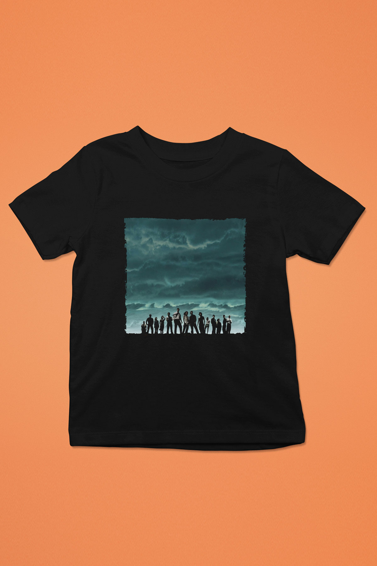 Unisex Lost Baskılı Siyah Çocuk Tişört