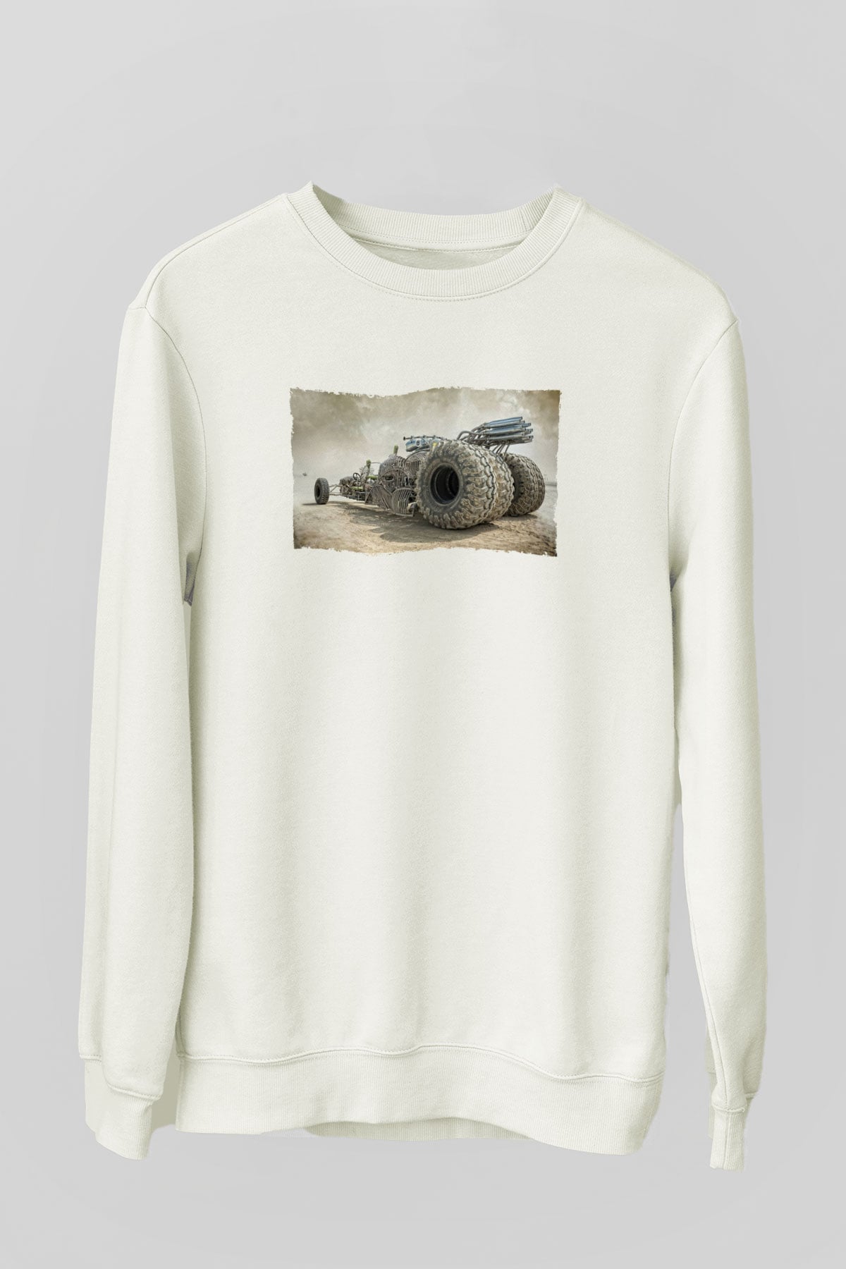 Unisex Mad Max Fury Road Baskılı Beyaz Sweatshirt