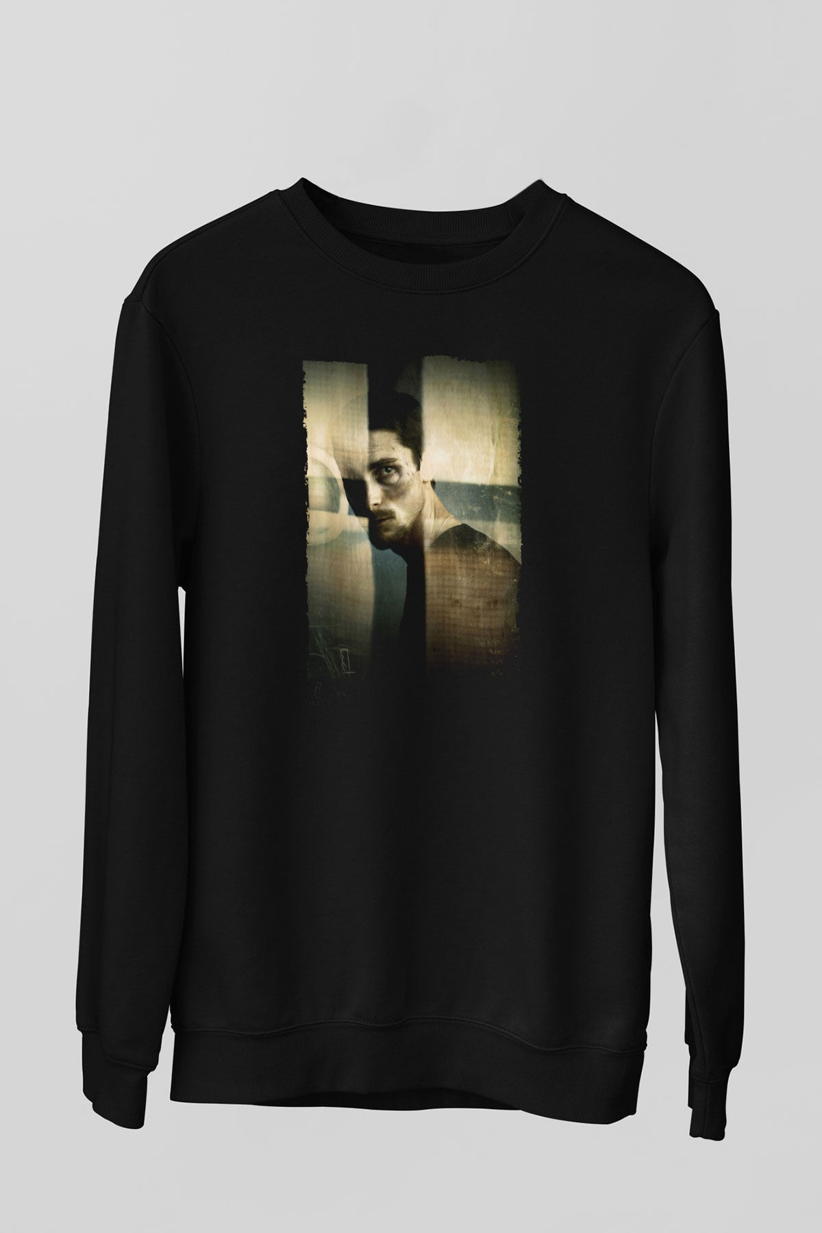 Unisex Makinist (The Machinist) Baskılı Siyah Sweatshirt