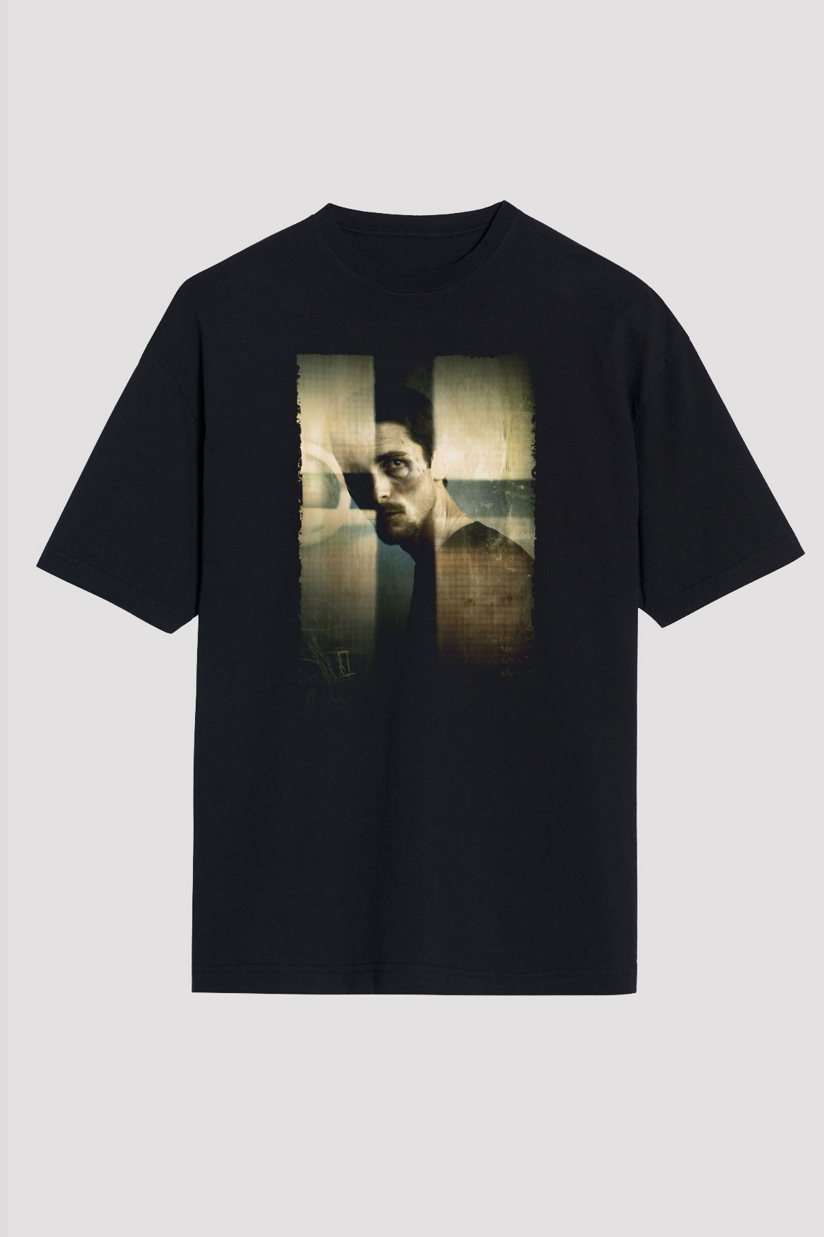 Unisex Makinist (The Machinist) Baskılı Siyah Oversize Tshirt