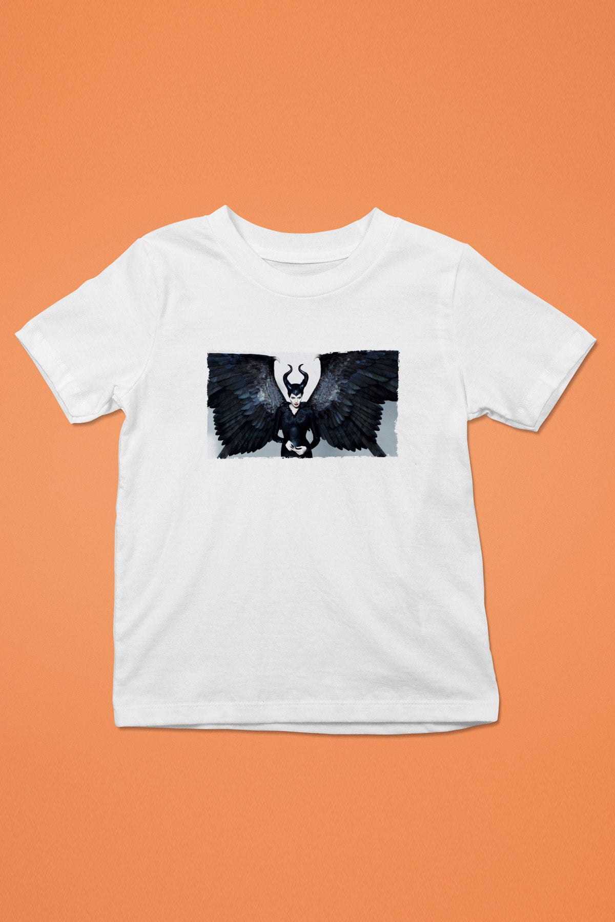Unisex Malefiz (Maleficent) Baskılı Beyaz Çocuk Tişört