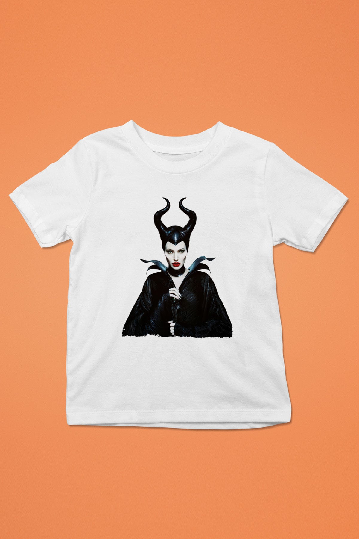 Unisex Malefiz (Maleficent) Baskılı Beyaz Çocuk Tshirt