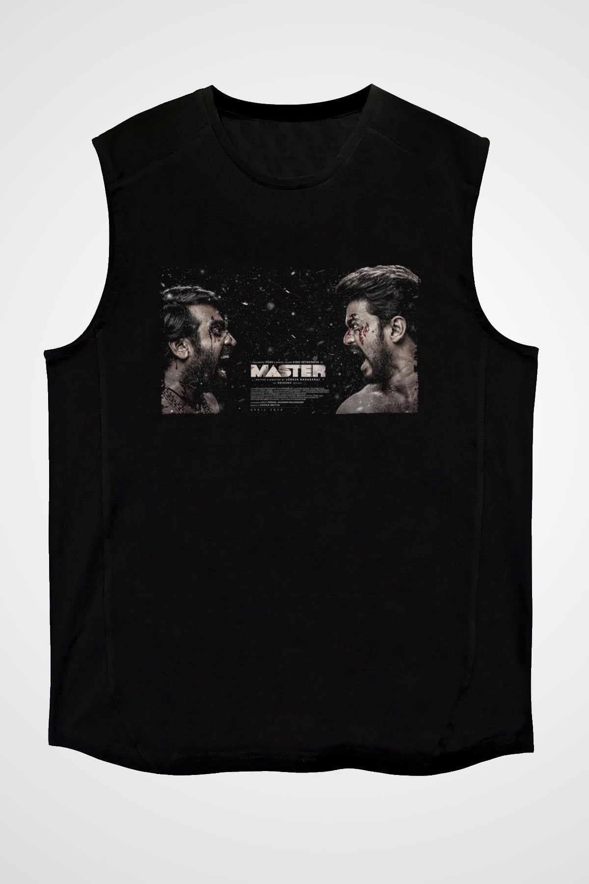 Unisex Master Baskılı Siyah Kolsuz Tshirt
