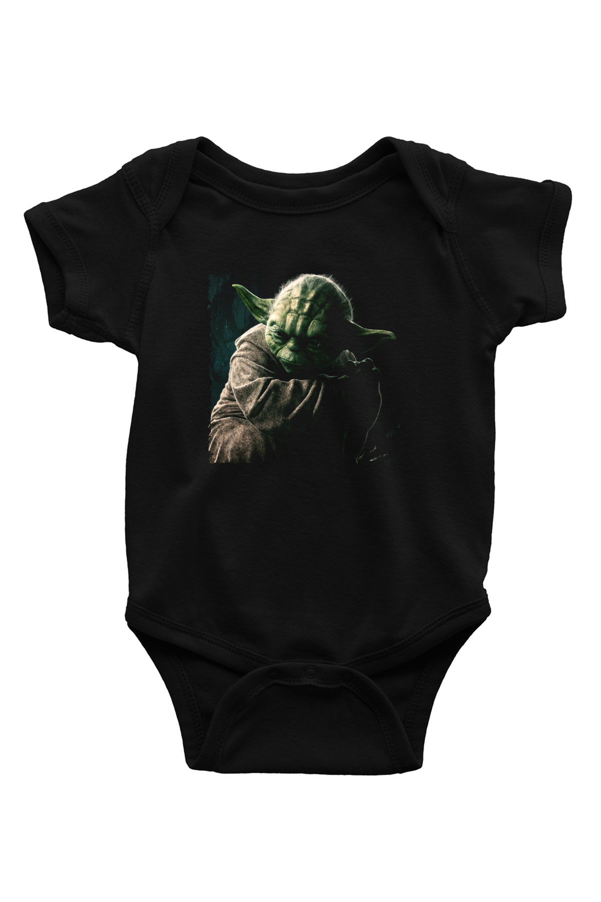 Unisex Master Yoda Baskılı Siyah Bebek Body - Zıbın