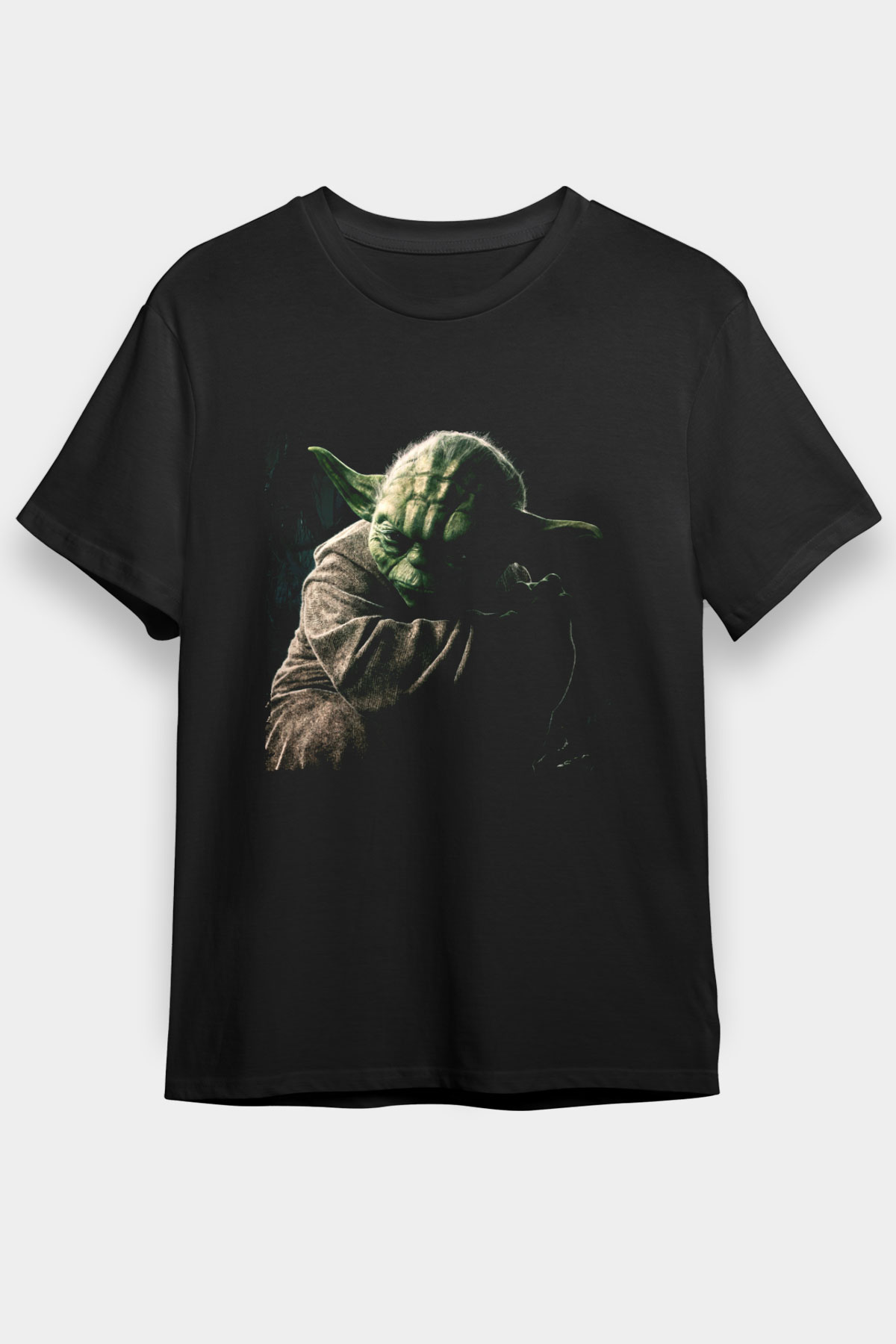 Unisex Master Yoda Baskılı Siyah Tişört