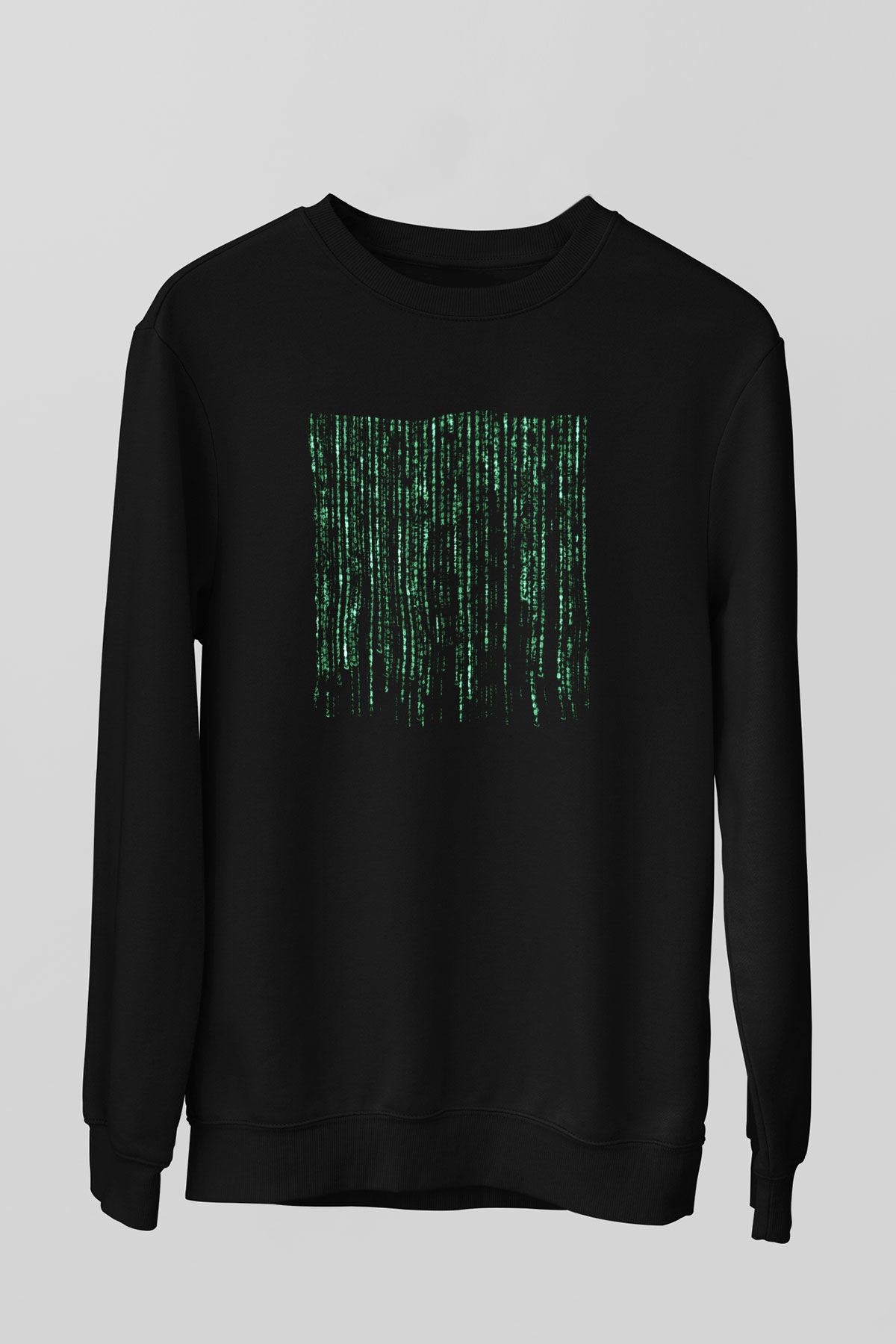 Unisex Matrix Baskılı Siyah Sweatshirt