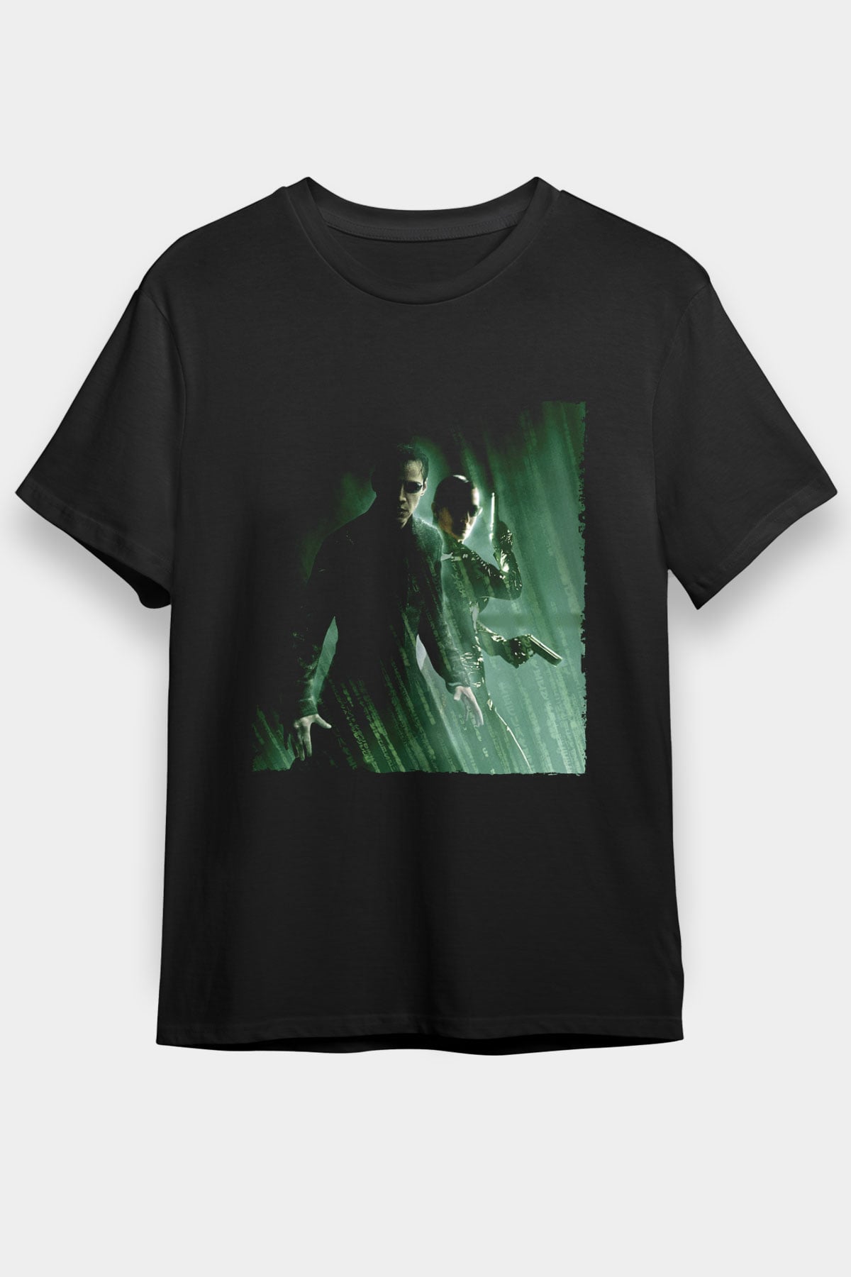 Unisex Matrix Baskılı Siyah Tişört