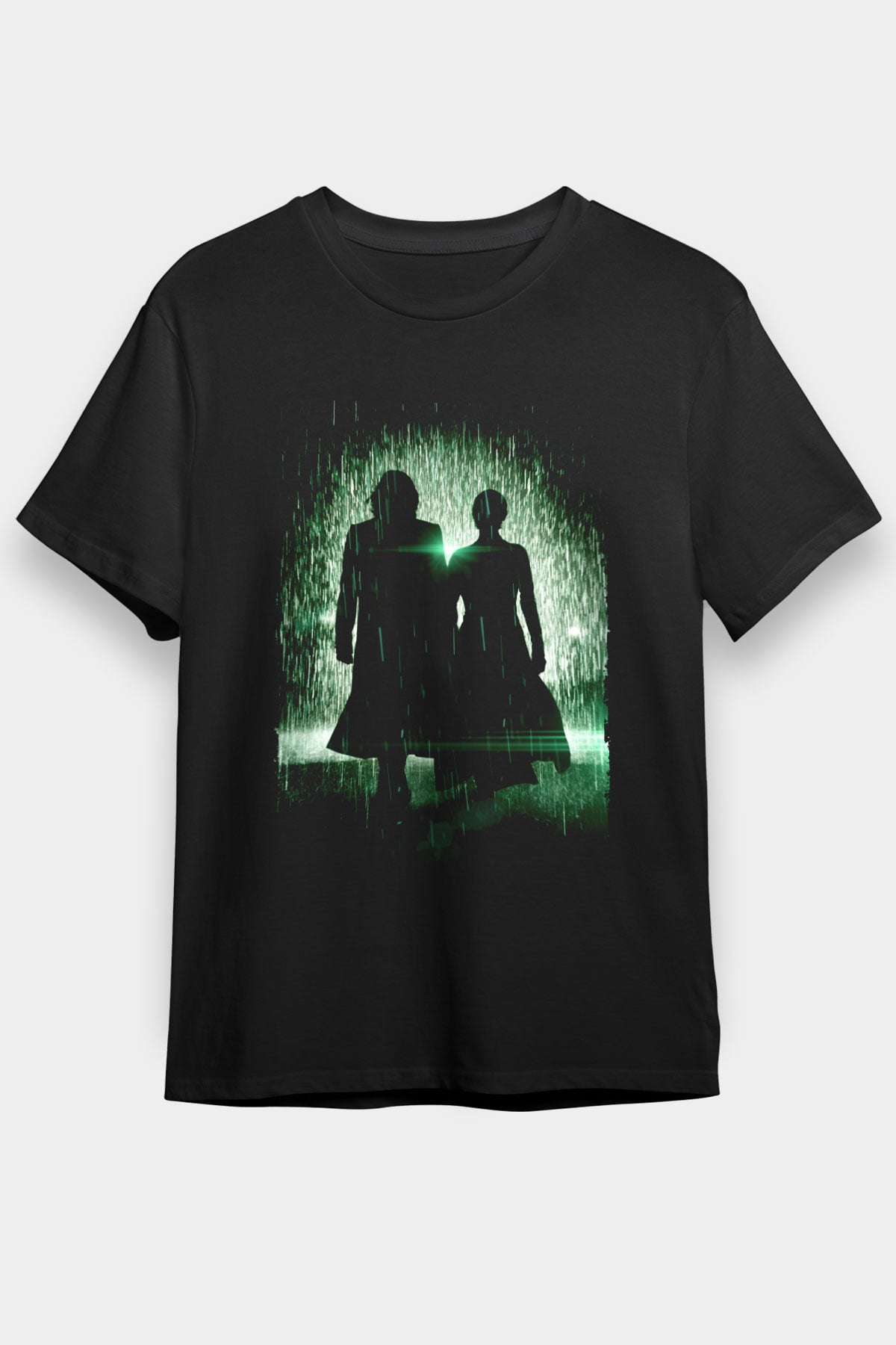 Unisex Matrix Baskılı Siyah Tshirt