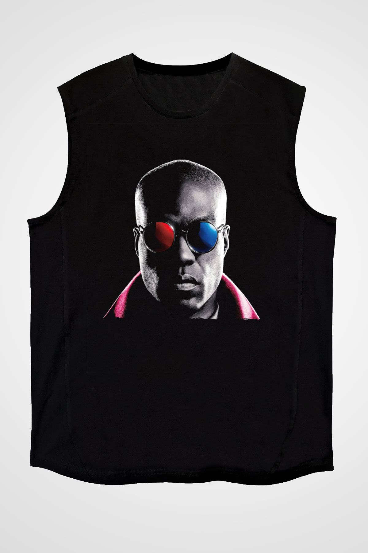 Unisex Matrix Baskılı Siyah Unisex Kolsuz T-shirt
