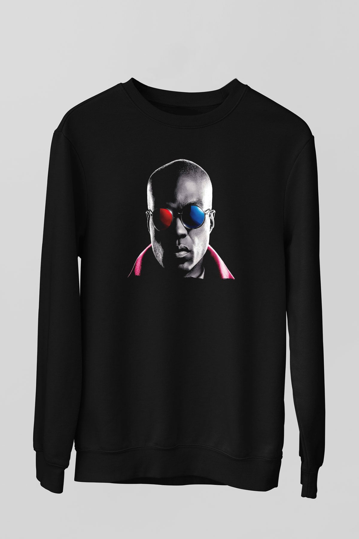 Unisex Matrix Baskılı Siyah Unisex Sweatshirt