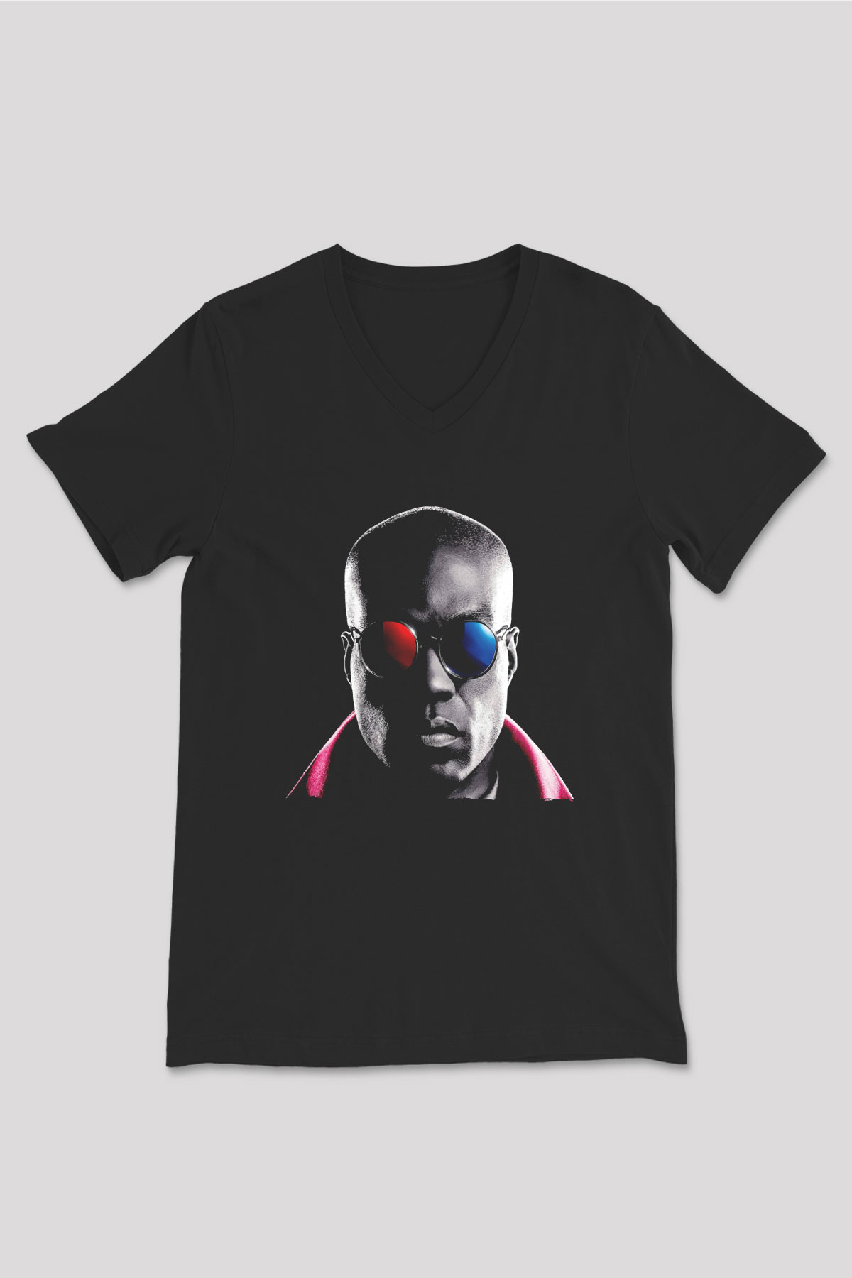 Unisex Matrix Baskılı Siyah Unisex V Yaka T-shirt