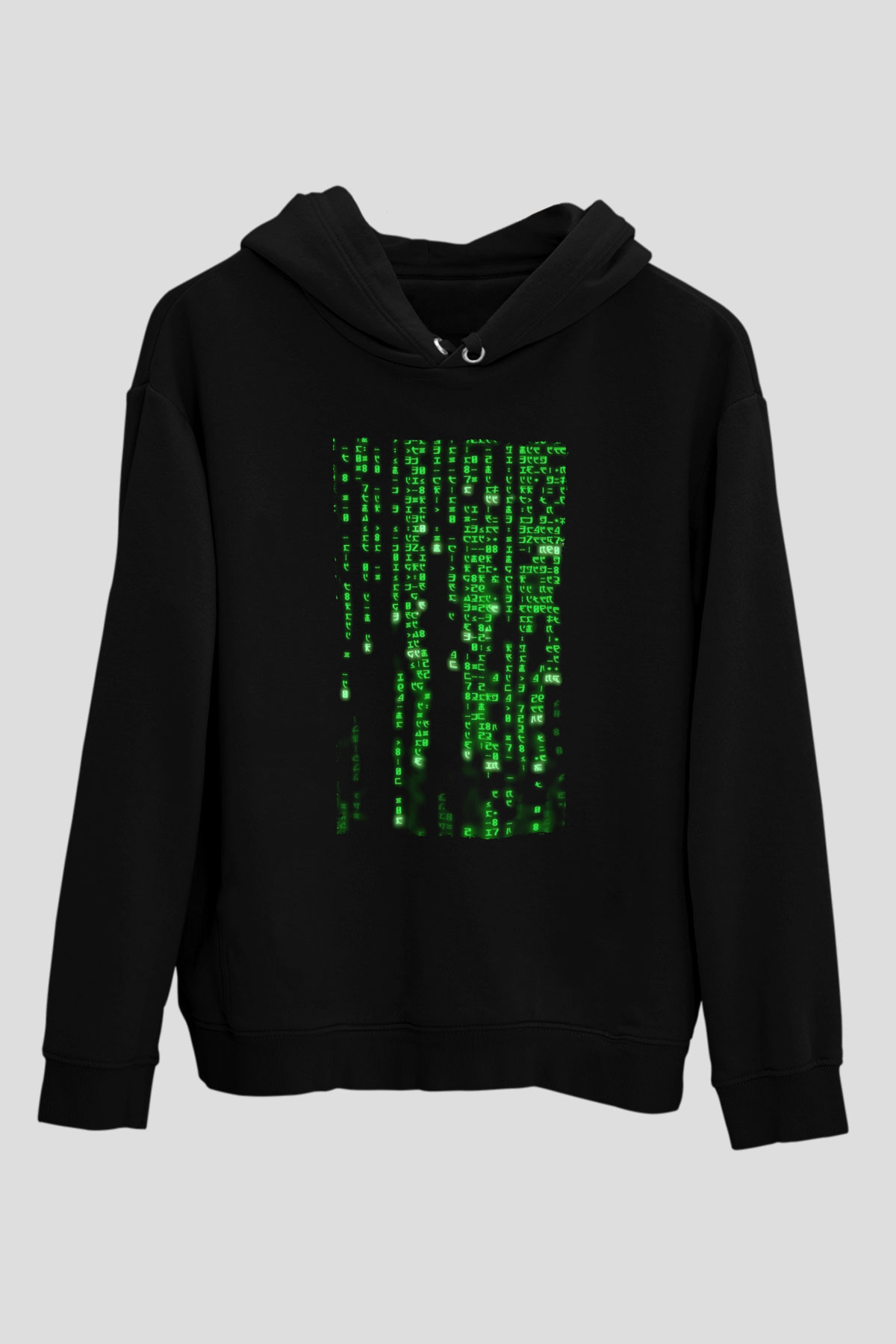 Unisex Matrix (The Matrix) Baskılı Siyah Unisex Kapüşonlu Sweatshirt
