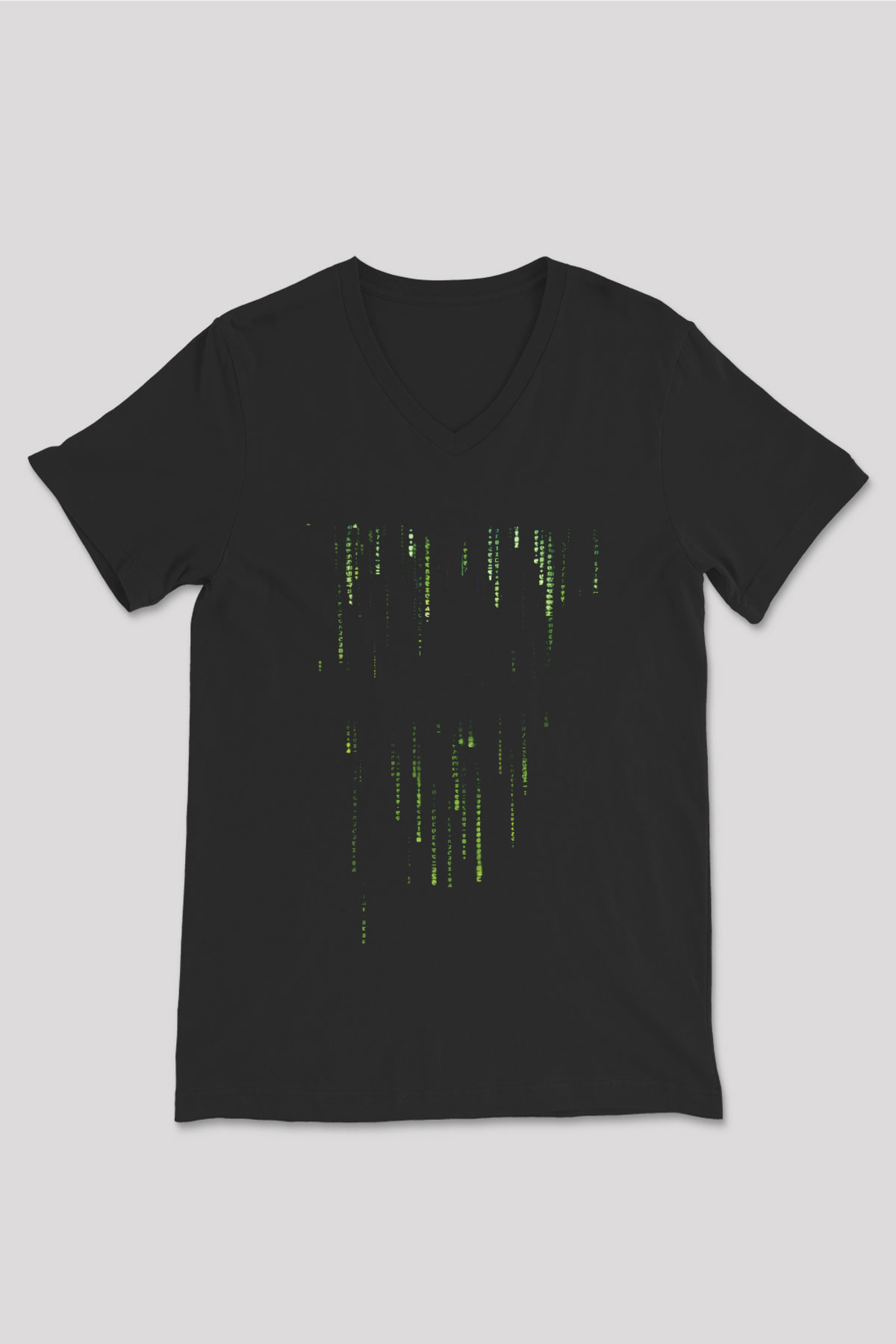 Unisex Matrix (The Matrix) Baskılı Siyah V Yaka Tişört