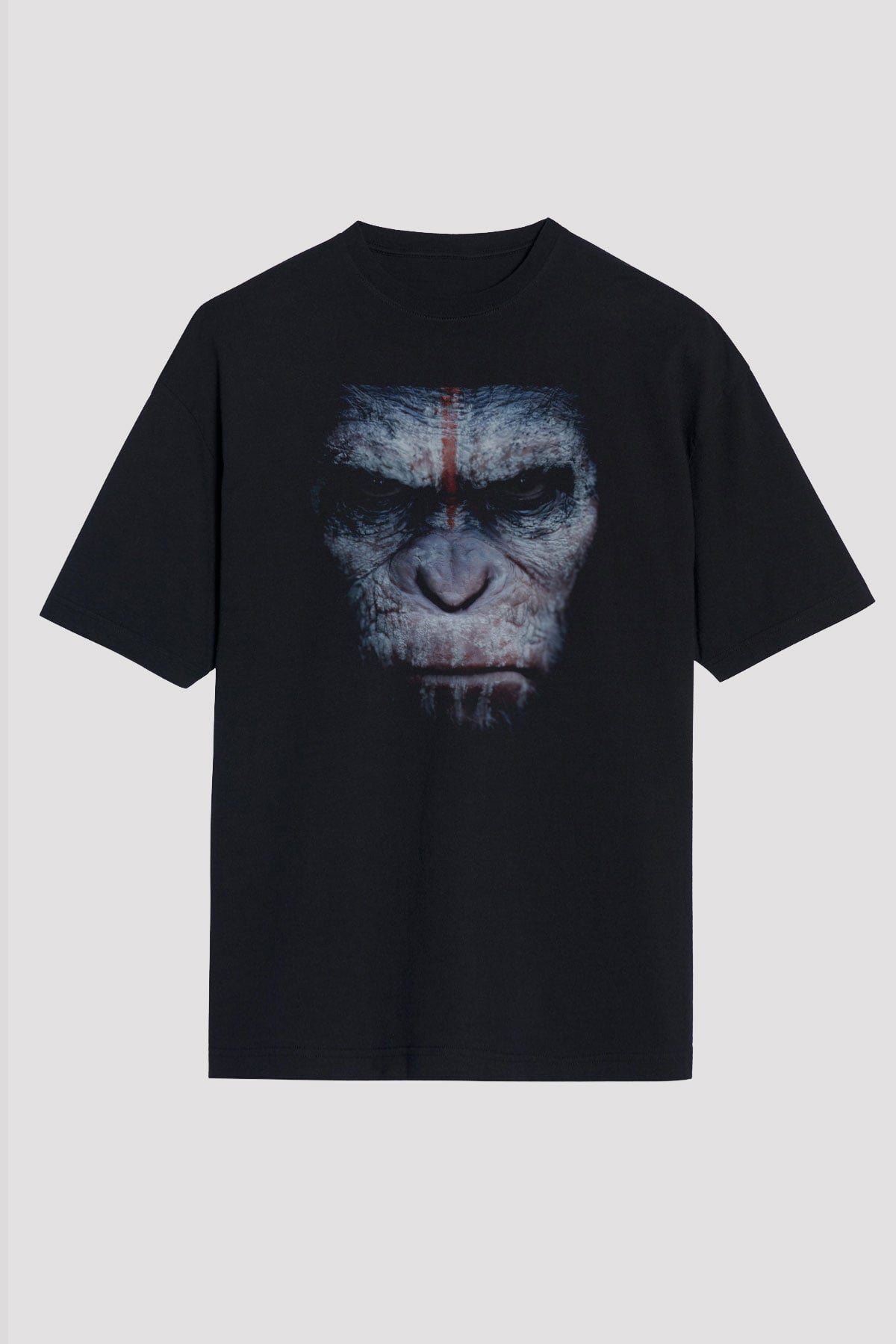 Unisex Maymunlar Cehennemi Şafak Vakti (Dawn of the Planet of the Apes) Baskılı Siyah Oversize T-shirt