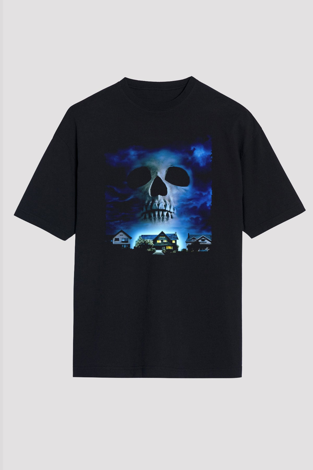 Unisex Merdiven Altındakiler (The People Under the Stairs) Baskılı Siyah Oversize T-shirt