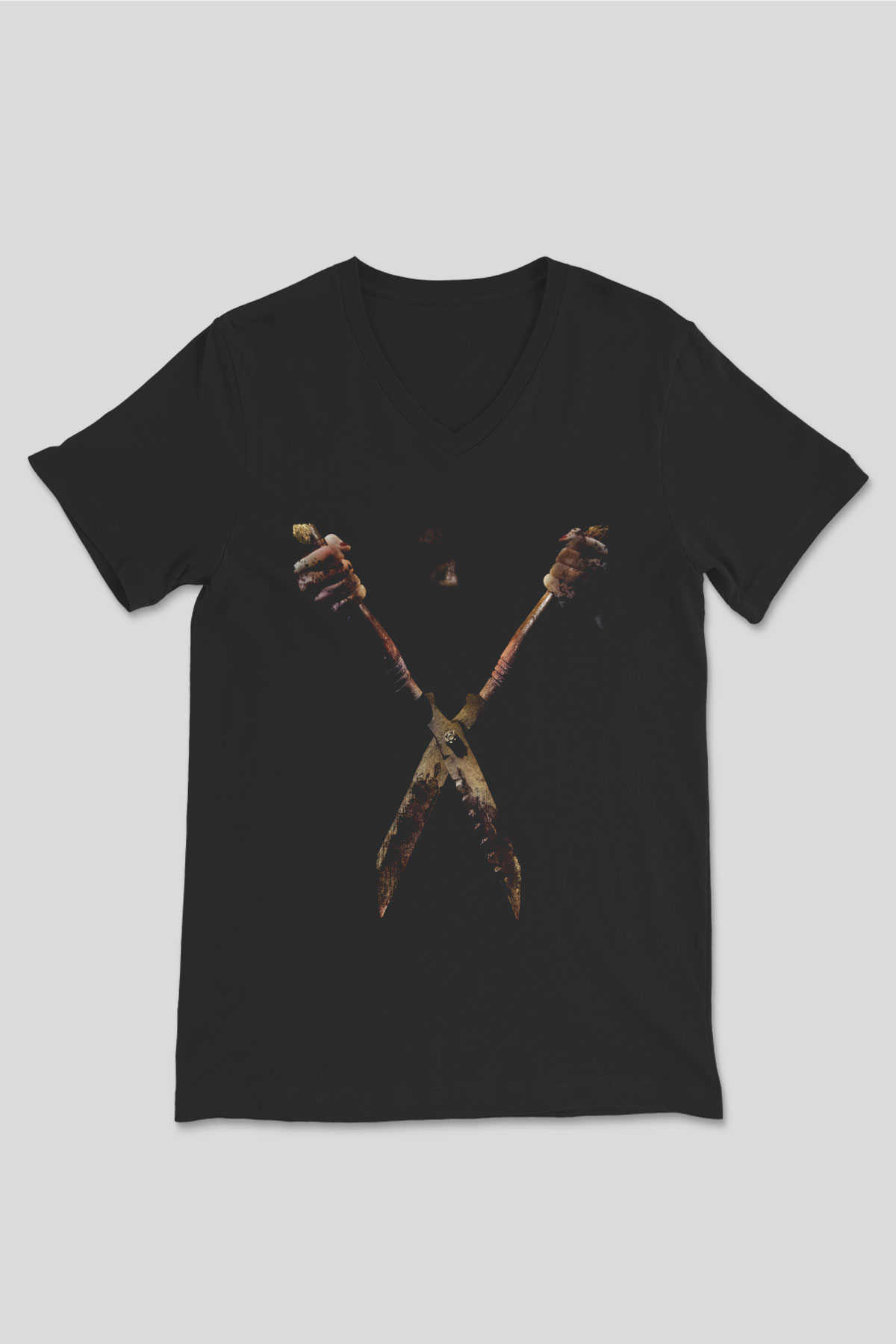 Unisex Mezarına Tüküreceğim (I Spit on Your Grave) Baskılı Siyah V Yaka T-shirt