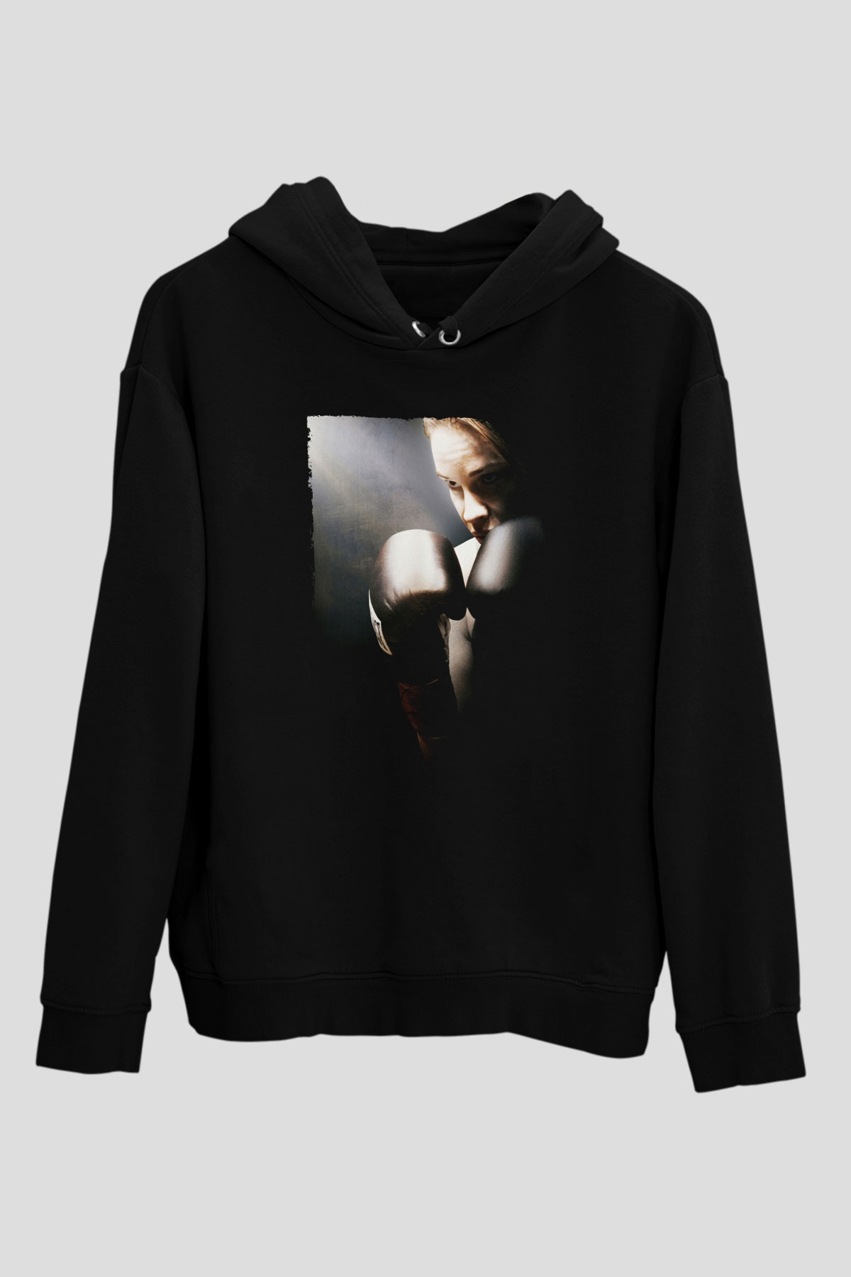 Unisex Milyonluk Bebek (Million Dollar Baby) Baskılı Siyah Kapüşonlu Sweatshirt