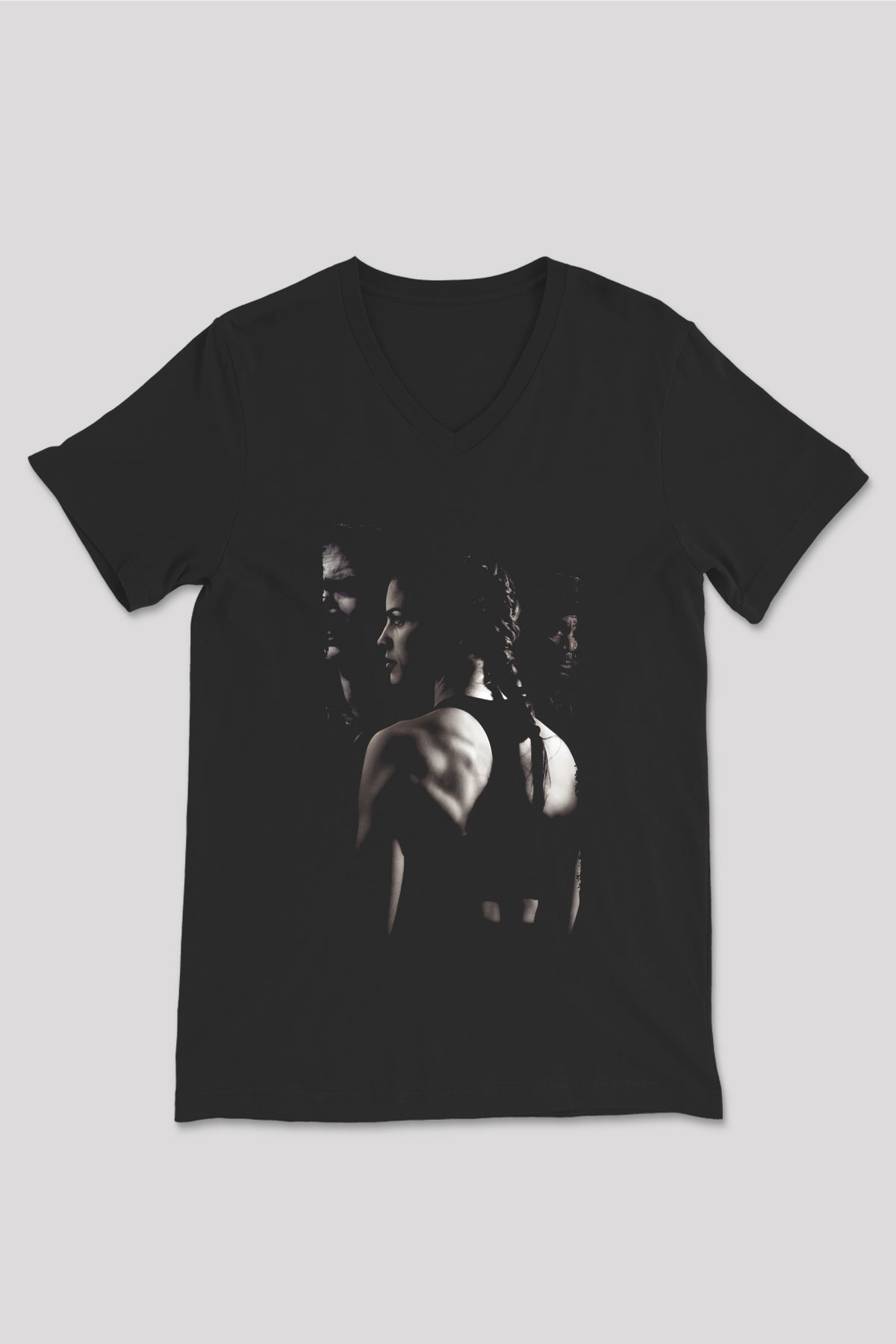 Unisex Milyonluk Bebek (Million Dollar Baby) Baskılı Siyah V Yaka Tshirt