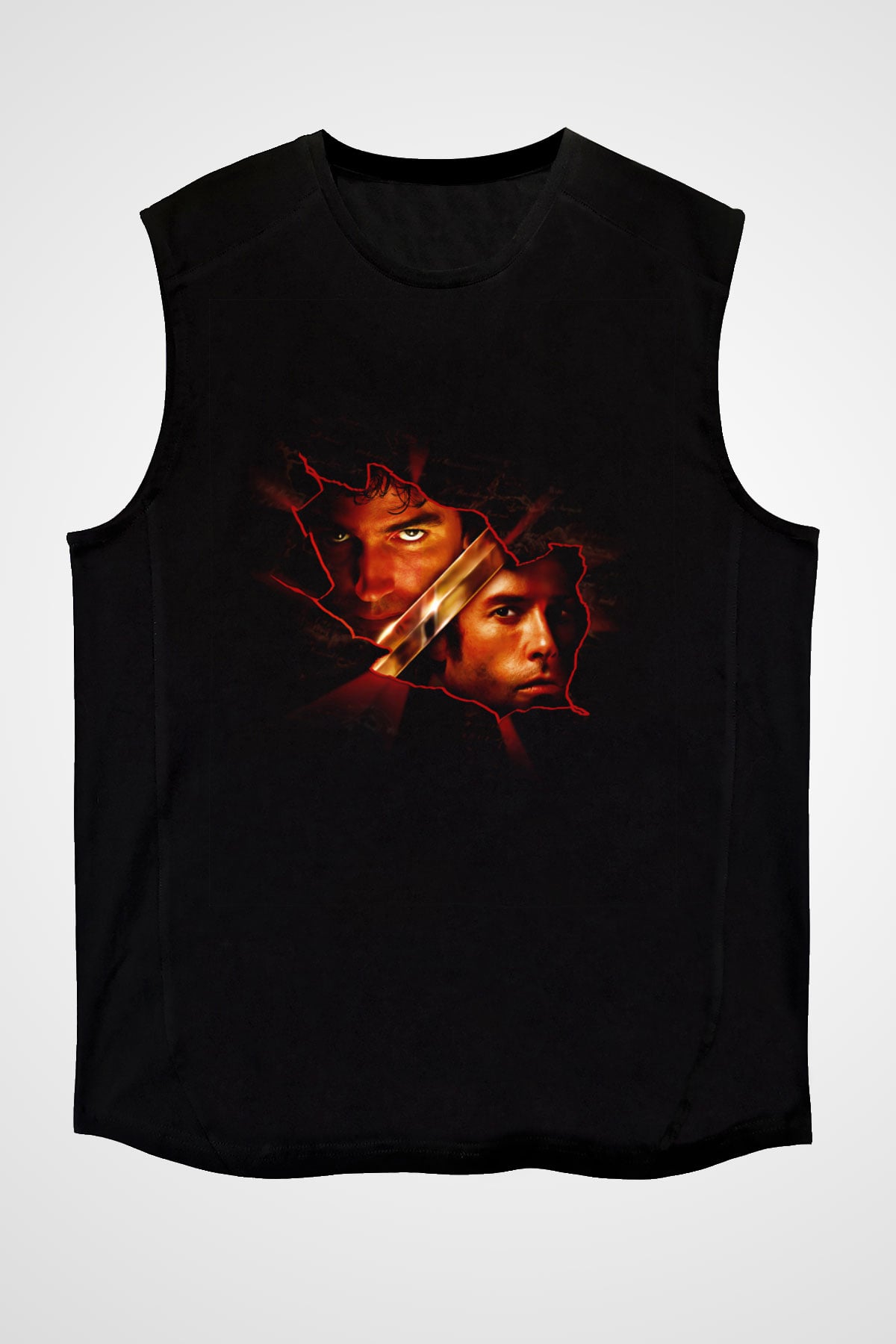 Unisex Monte Kristo Kontu (The Count of Monte Cristo) Baskılı Siyah Kolsuz Tshirt
