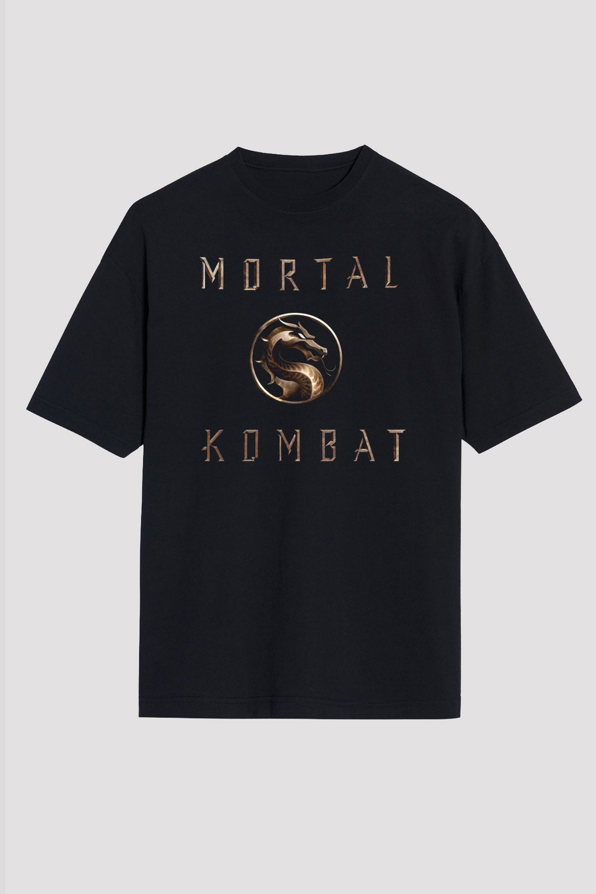 Unisex Mortal Kombat Baskılı Siyah Oversize Tişört