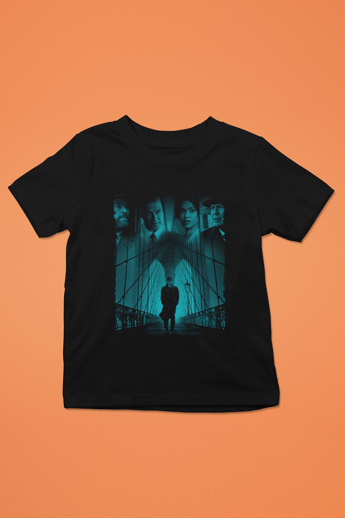 Unisex Motherless Brooklyn Baskılı Siyah Çocuk Tshirt