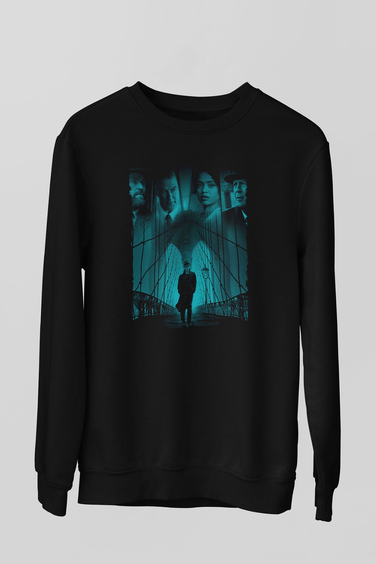 Unisex Motherless Brooklyn Baskılı Siyah Sweatshirt