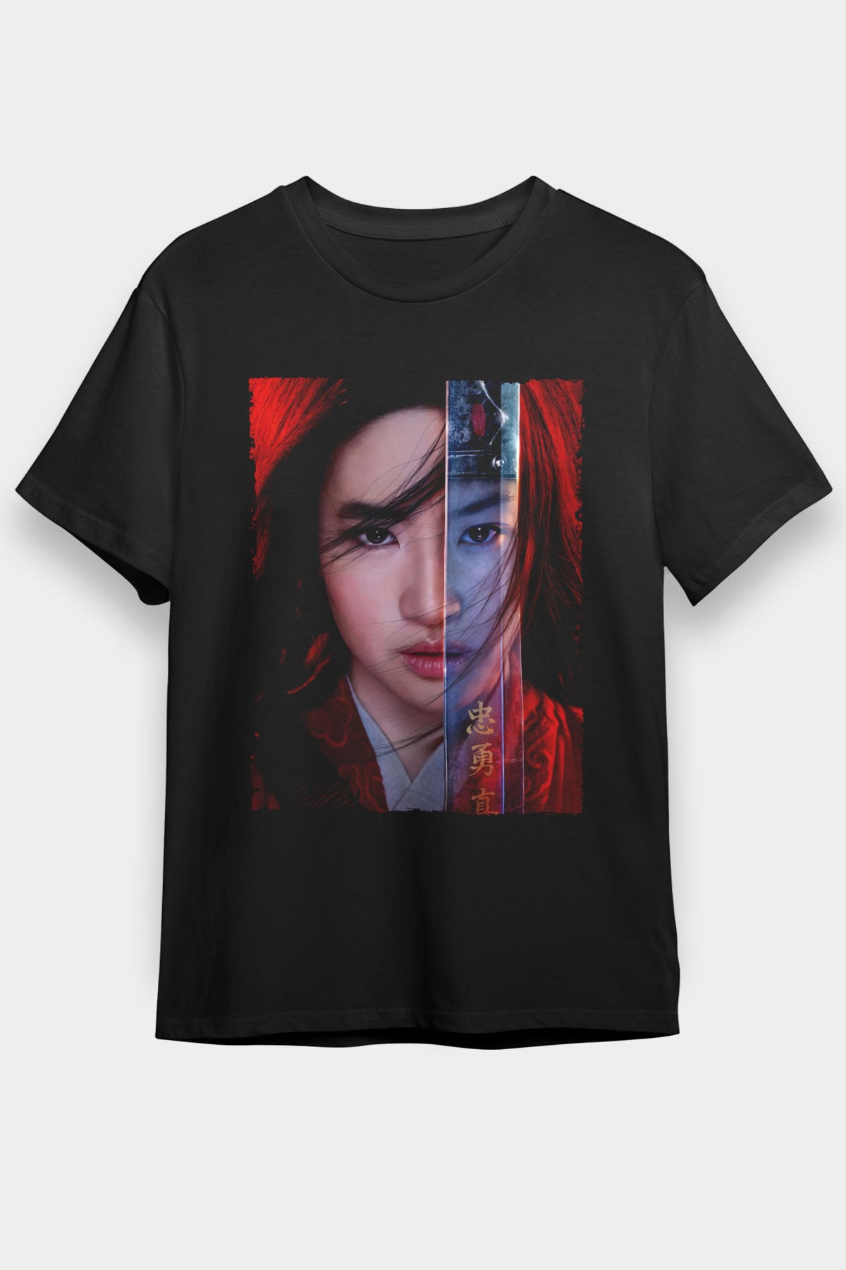 Unisex Mulan Baskılı Siyah T-Shirt