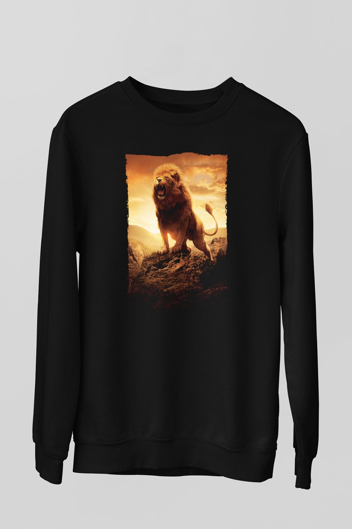 Unisex Narnia Günlükleri Aslan, Cadı ve Dolap (The Chronicles of Narnia The Lion, the Witch and the Wardrobe) Baskılı Siyah Sweatshirt