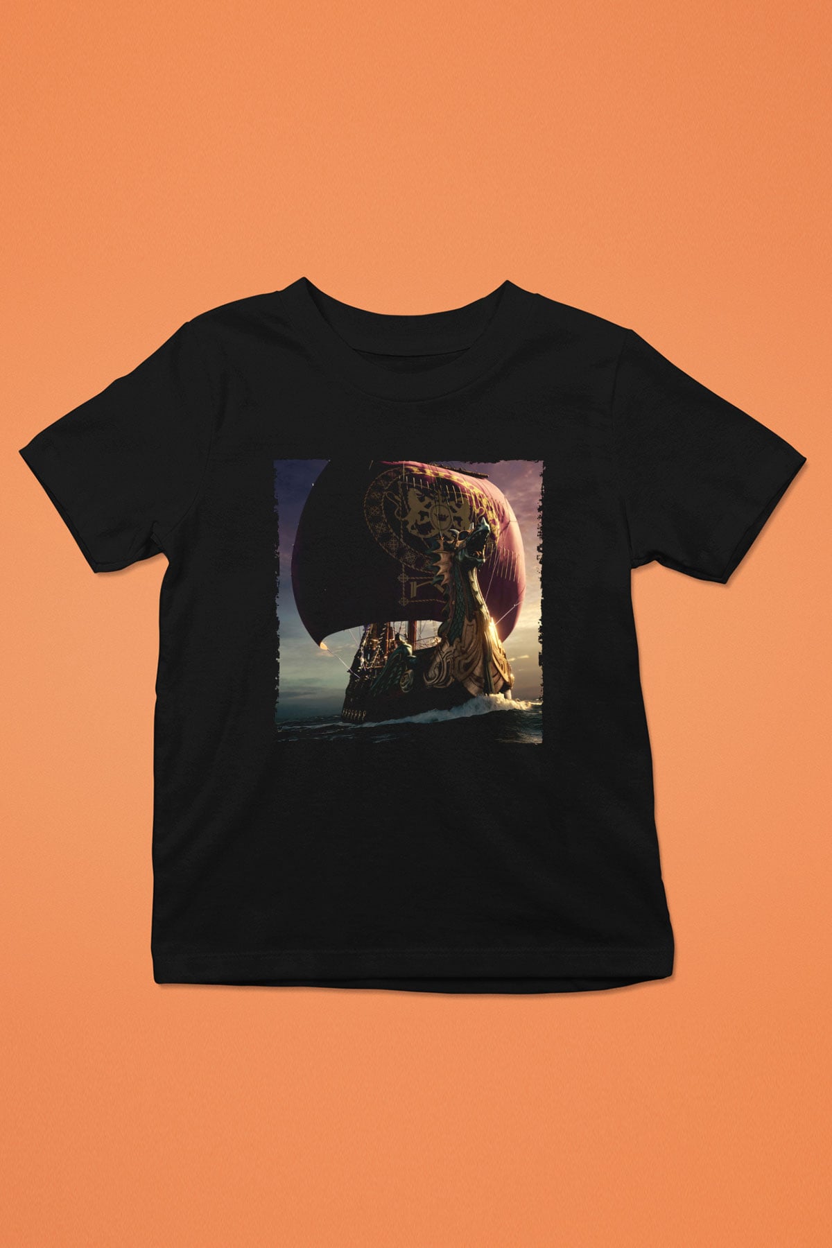 Unisex Narnia Günlükleri Şafak Yıldızının Yolculuğu (The Chronicles of Narnia The Voyage of the Dawn Treader) Baskılı Siyah Çocuk Tshirt