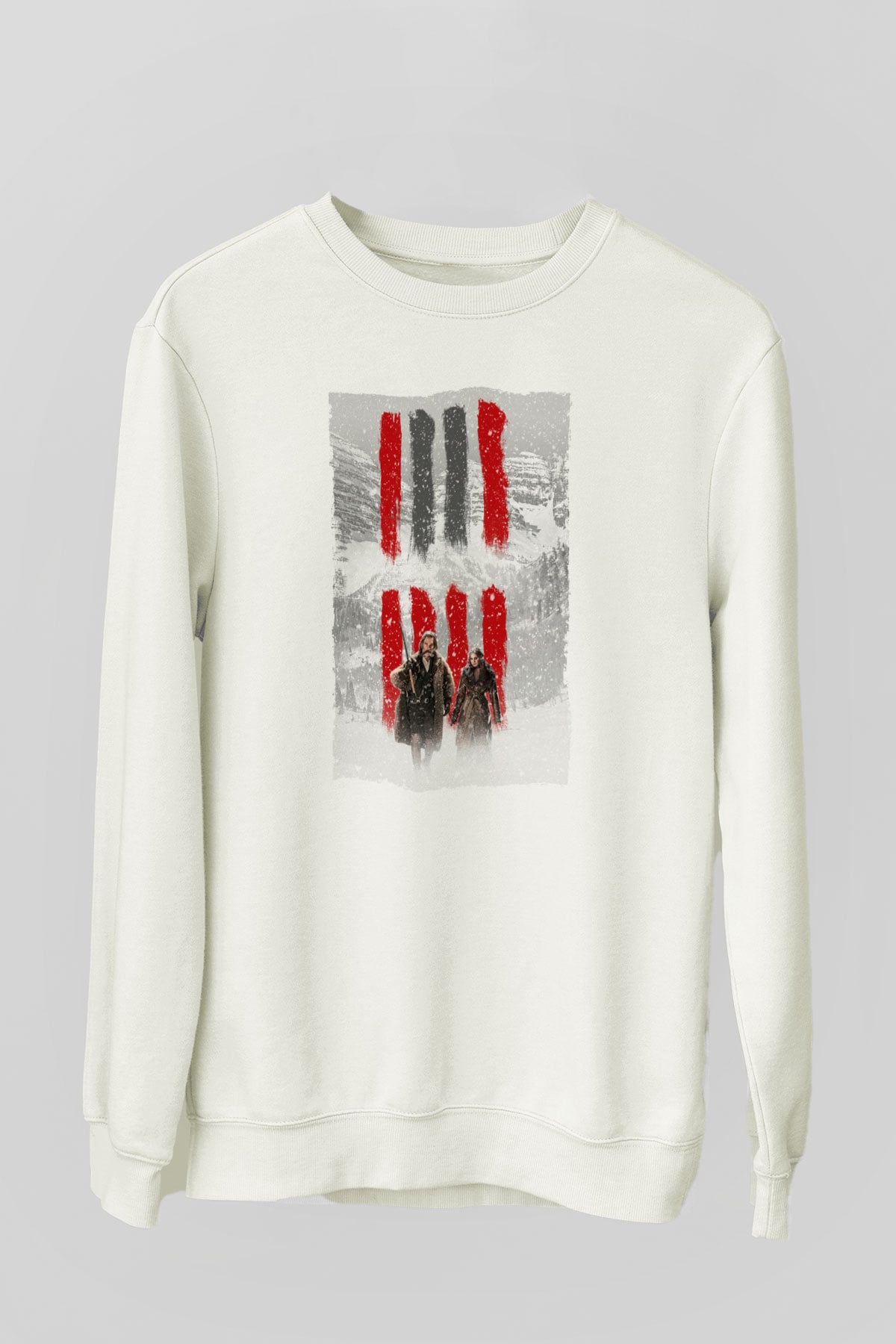 Unisex Nefret Sekizlisi (The Hateful Eight) Baskılı Beyaz Sweatshirt