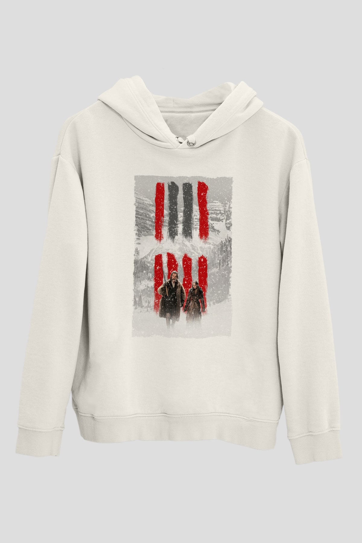 Unisex Nefret Sekizlisi (The Hateful Eight) Baskılı Beyaz Kapüşonlu Sweatshirt