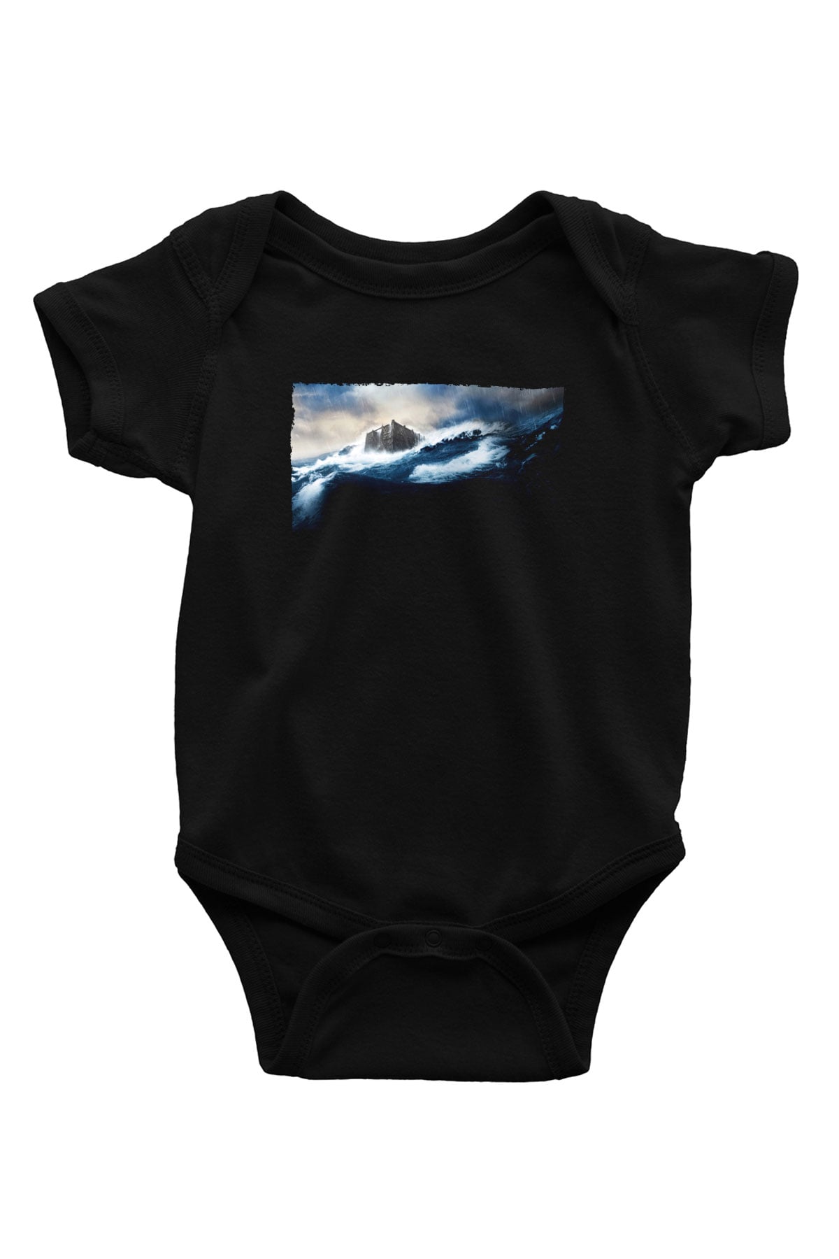 Unisex Nuh (Noah) Baskılı Siyah Bebek Body - Zıbın