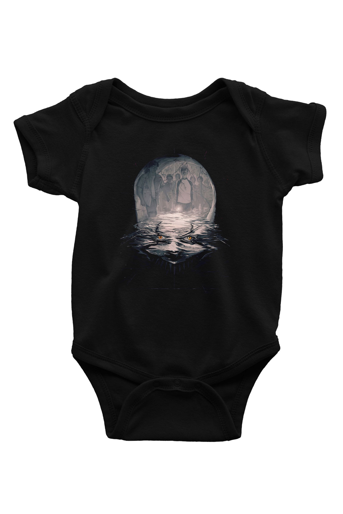 Unisex O (IT) Baskılı Siyah Bebek Body - Zıbın