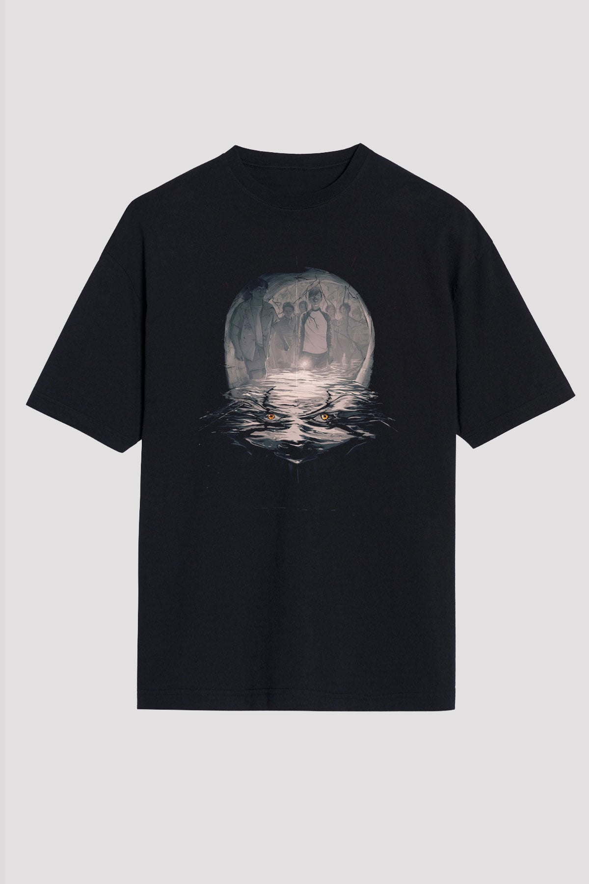 Unisex O (IT) Baskılı Siyah Oversize Tshirt