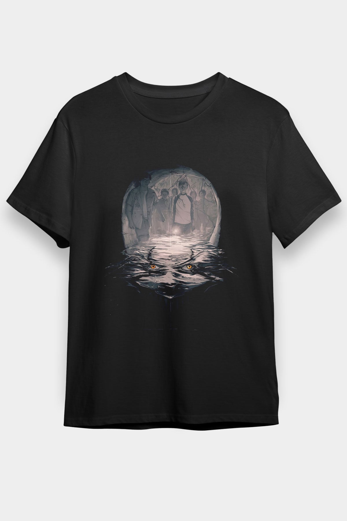 Unisex O (IT) Baskılı Siyah Tshirt