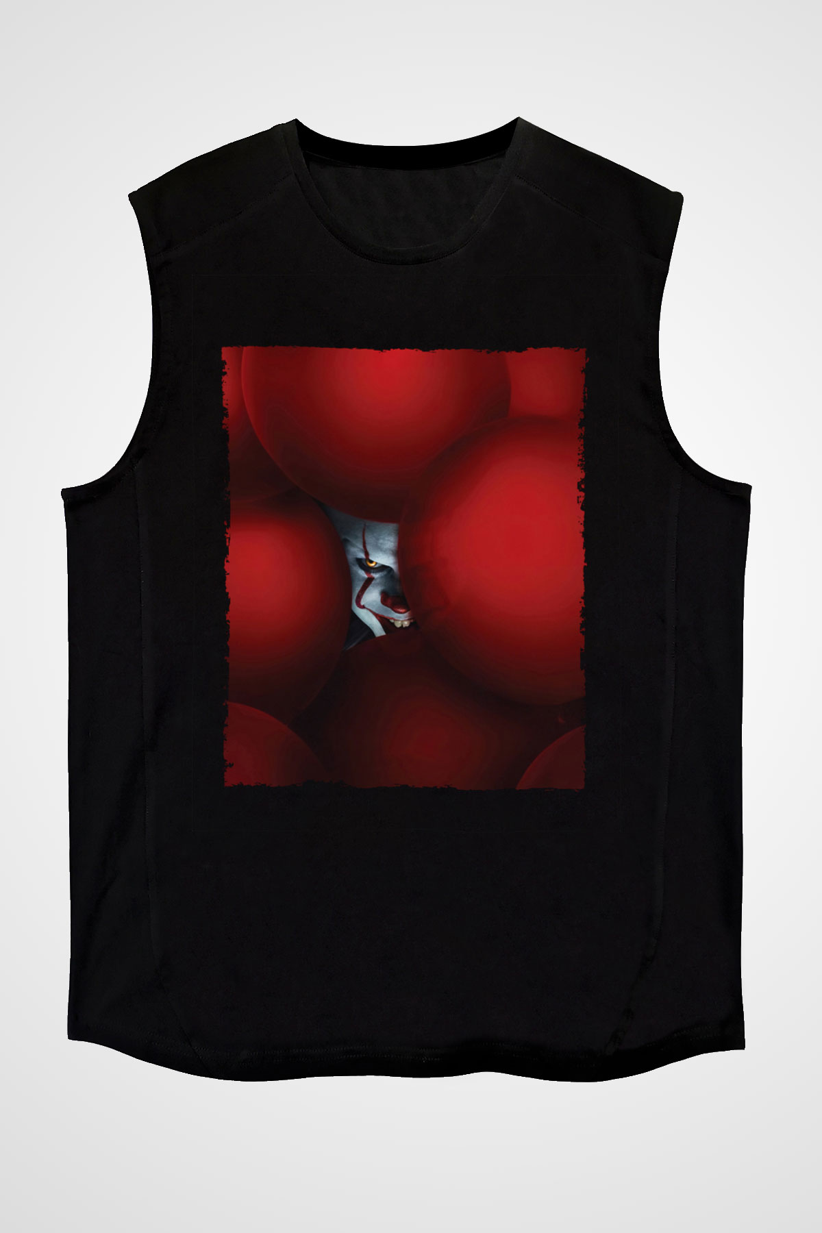Unisex O (IT) Baskılı Siyah Unisex Kolsuz Tişört