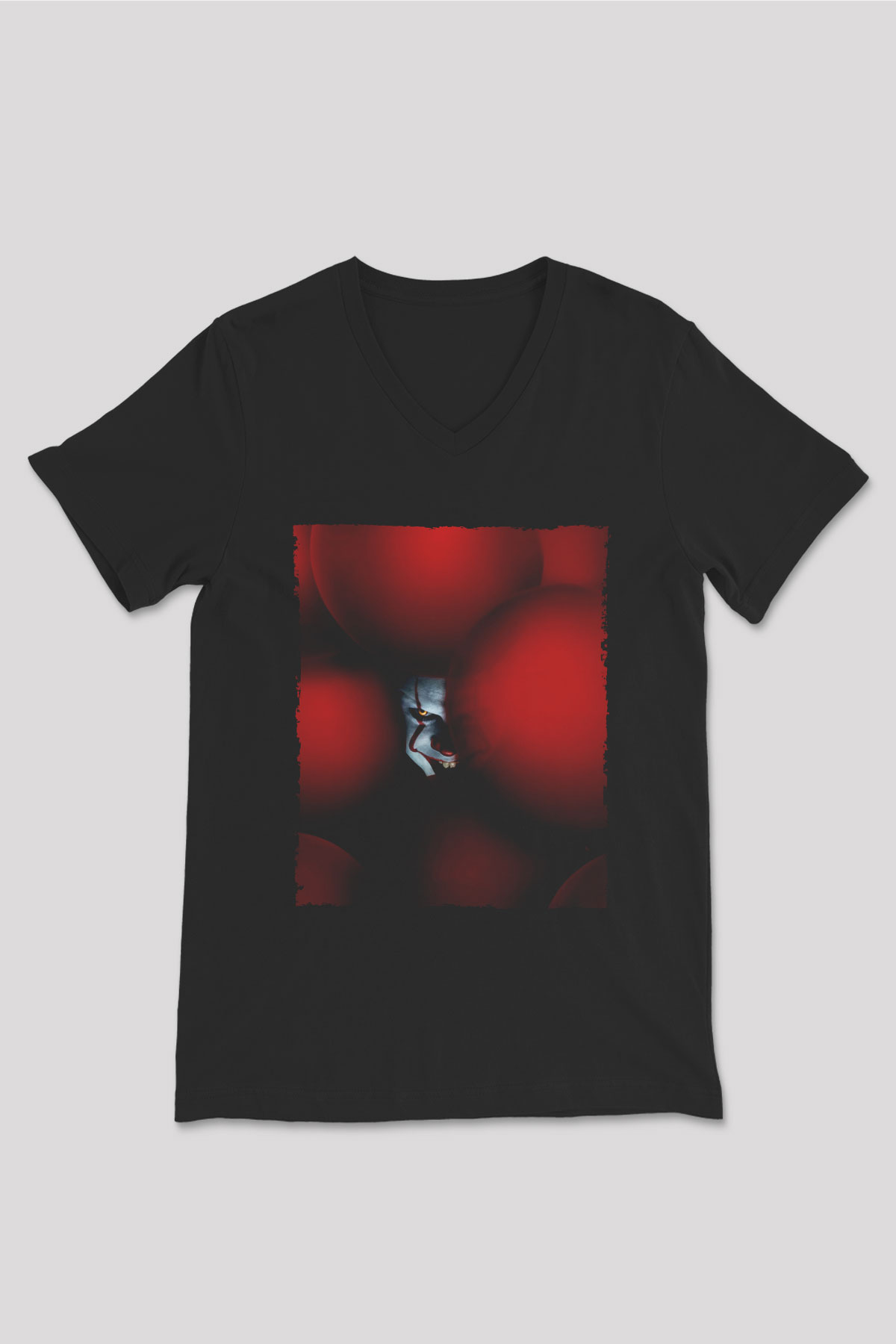 Unisex O (IT) Baskılı Siyah Unisex V Yaka Tişört