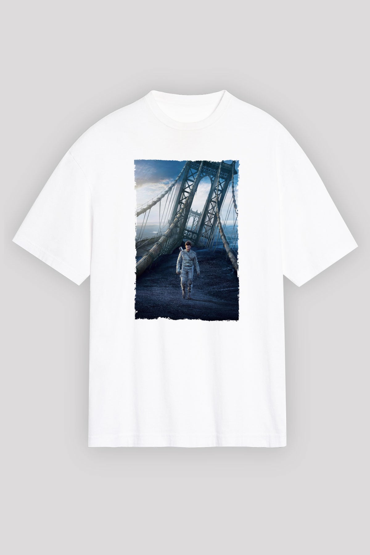 Unisex Oblivion Baskılı Beyaz Oversize Tişört