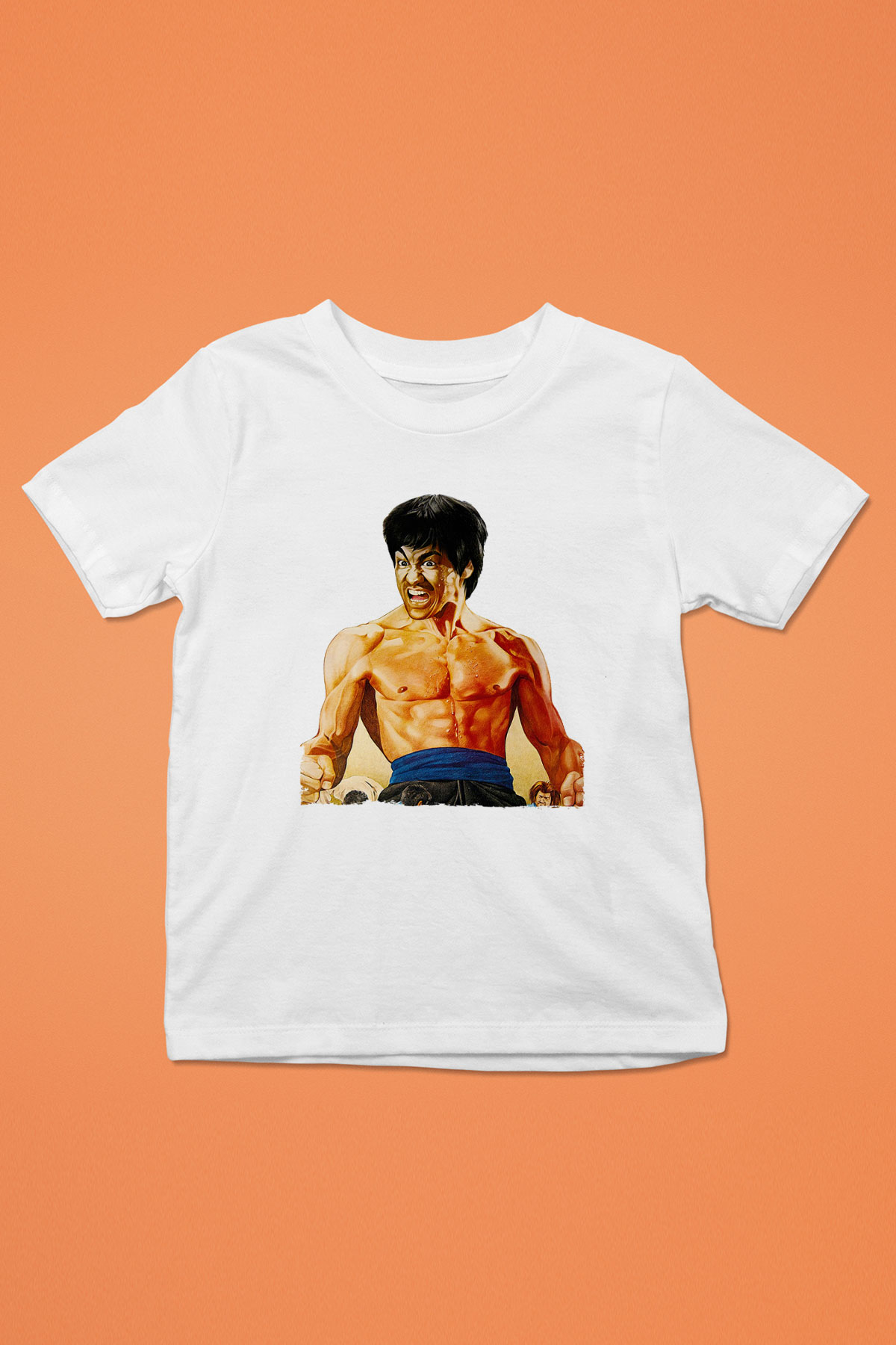 Unisex Öfkenin Yumruğu (Fist of Fury) Baskılı Beyaz Çocuk Tshirt