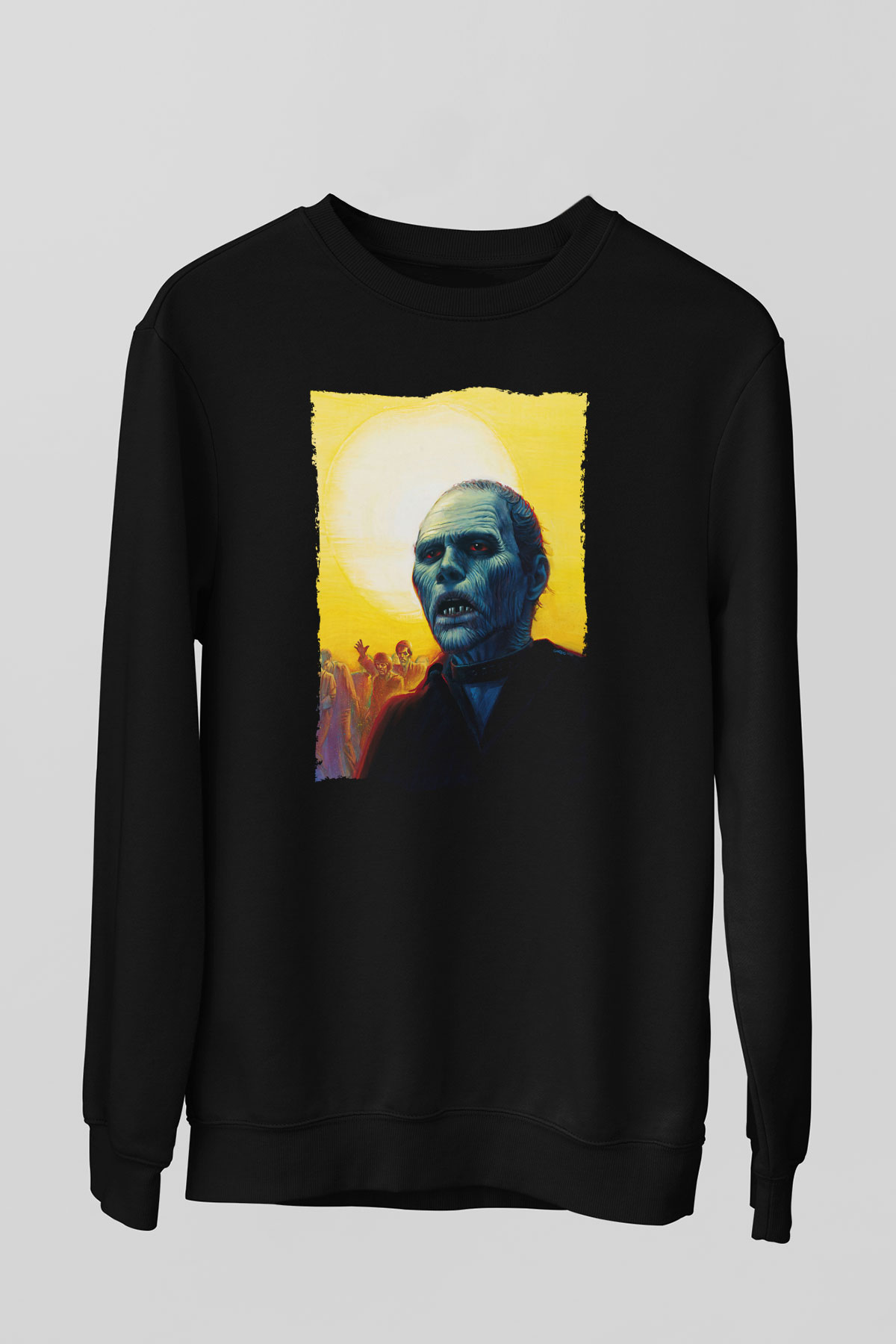 Unisex Ölüler Günü (Day of the Dead) Baskılı Siyah Sweatshirt