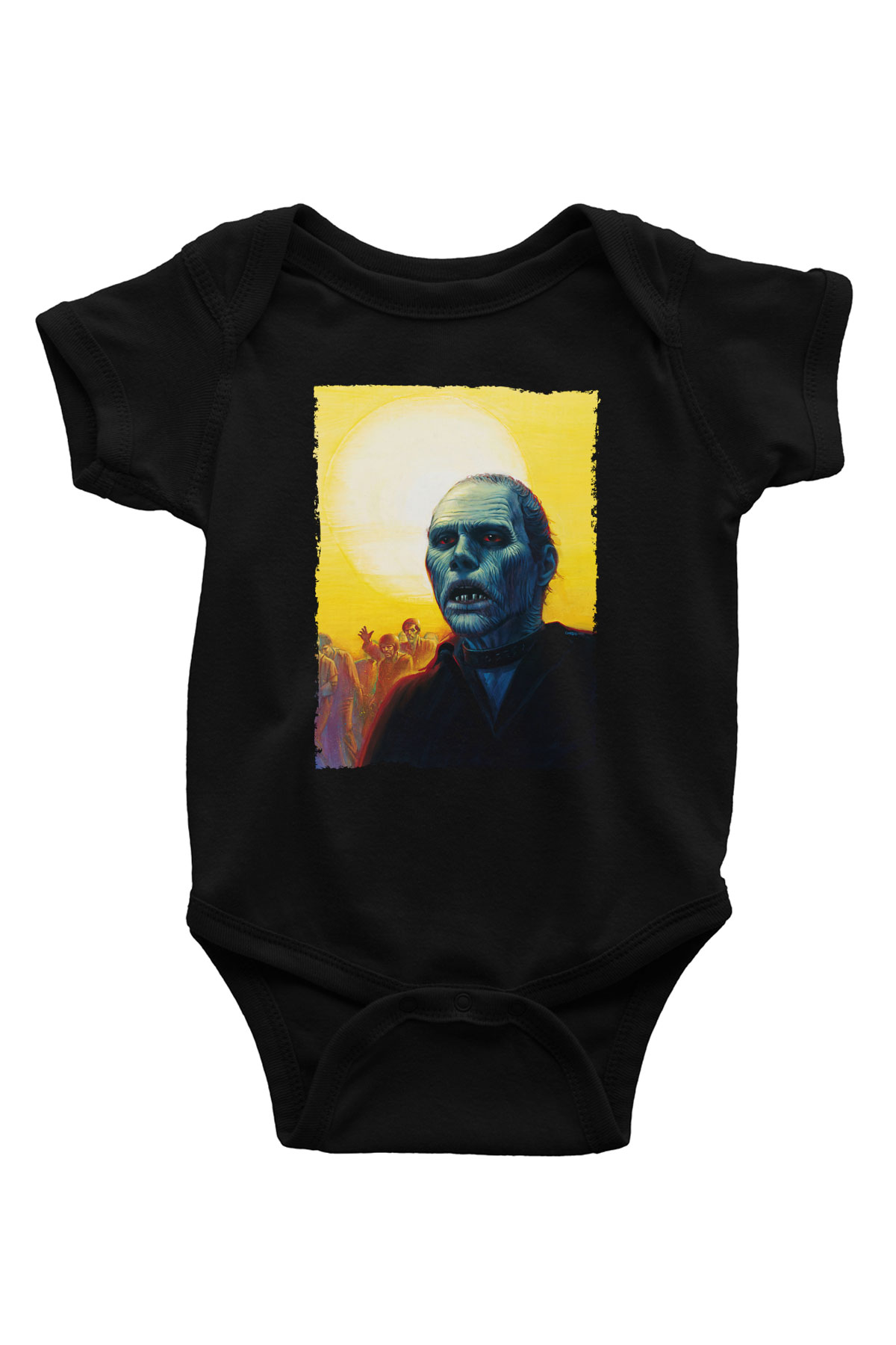 Unisex Ölüler Günü (Day of the Dead) Baskılı Siyah Bebek Body - Zıbın