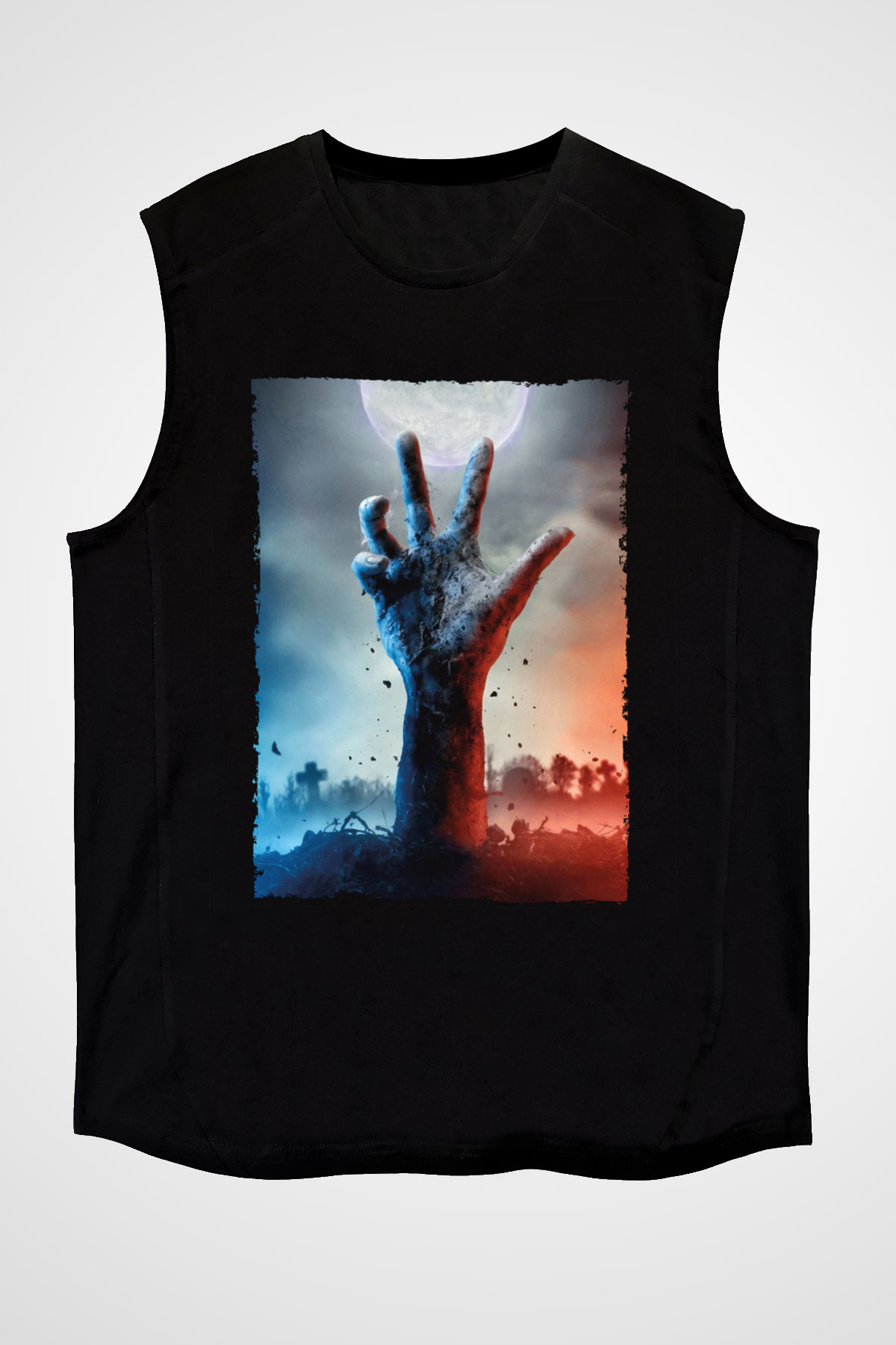 Unisex Ölüler Ölmez (The Dead Don't Die) Baskılı Siyah Kolsuz T-shirt