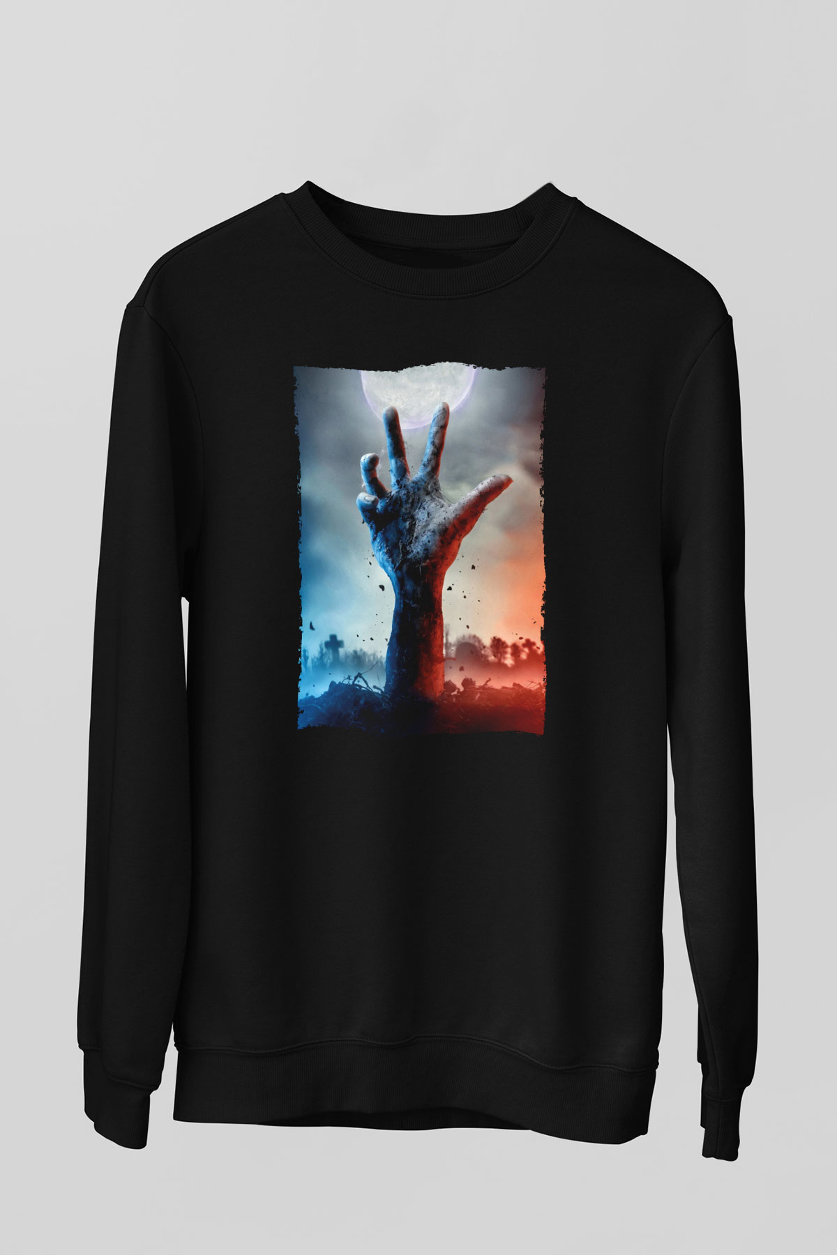 Unisex Ölüler Ölmez (The Dead Don't Die) Baskılı Siyah Sweatshirt