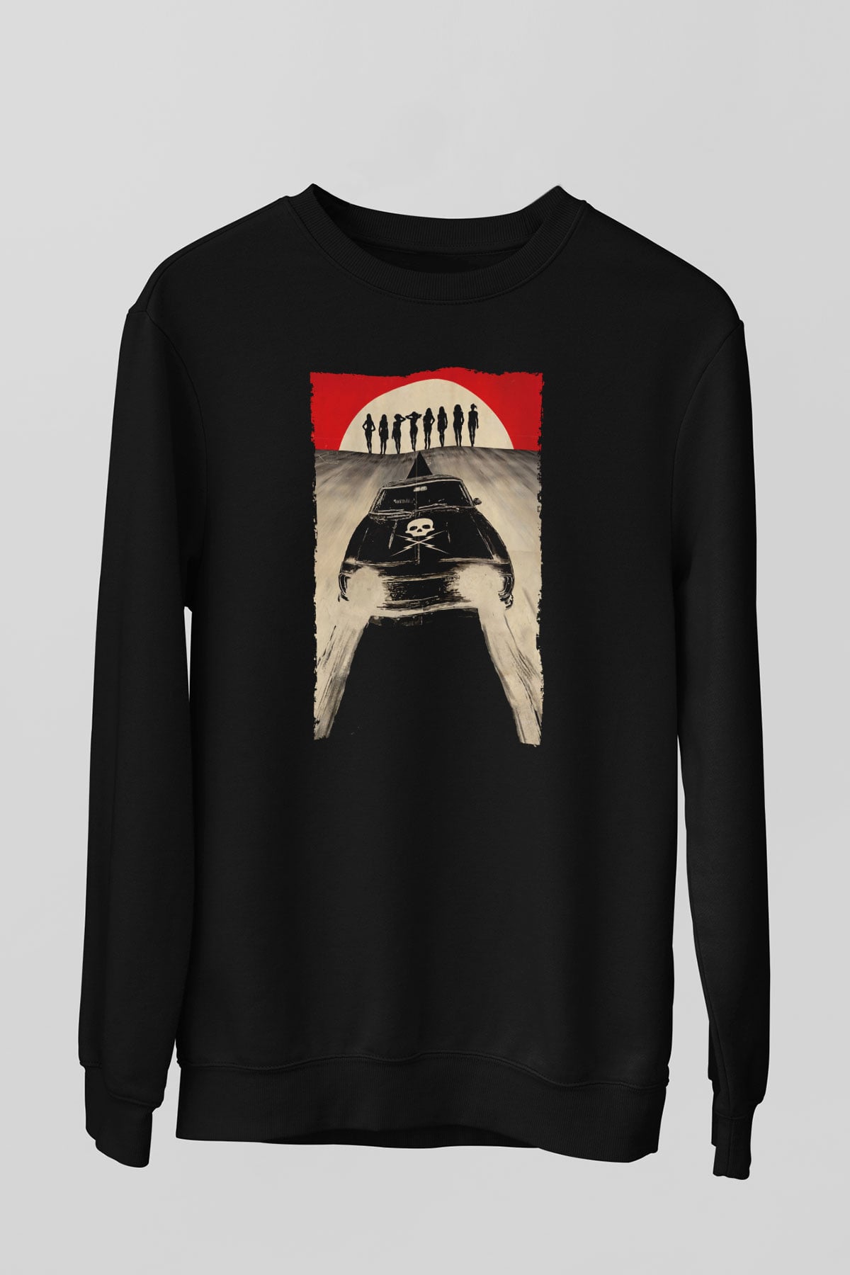 Unisex Ölüm Geçirmez (Death Proof) Baskılı Siyah Sweatshirt