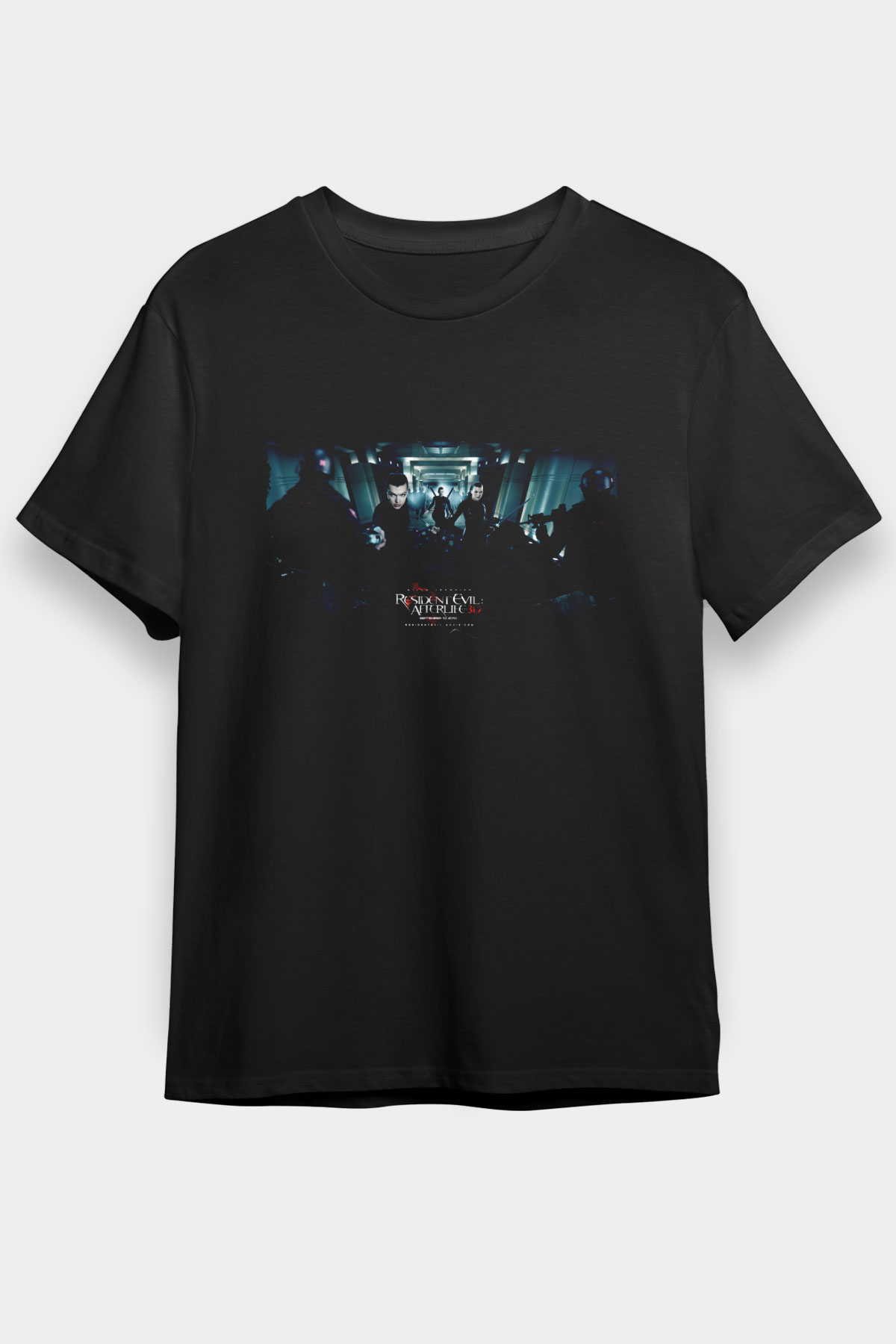 Unisex Ölümcül Deney Ölümden Sonra (Resident Evil Afterlife) Baskılı Siyah Tişört