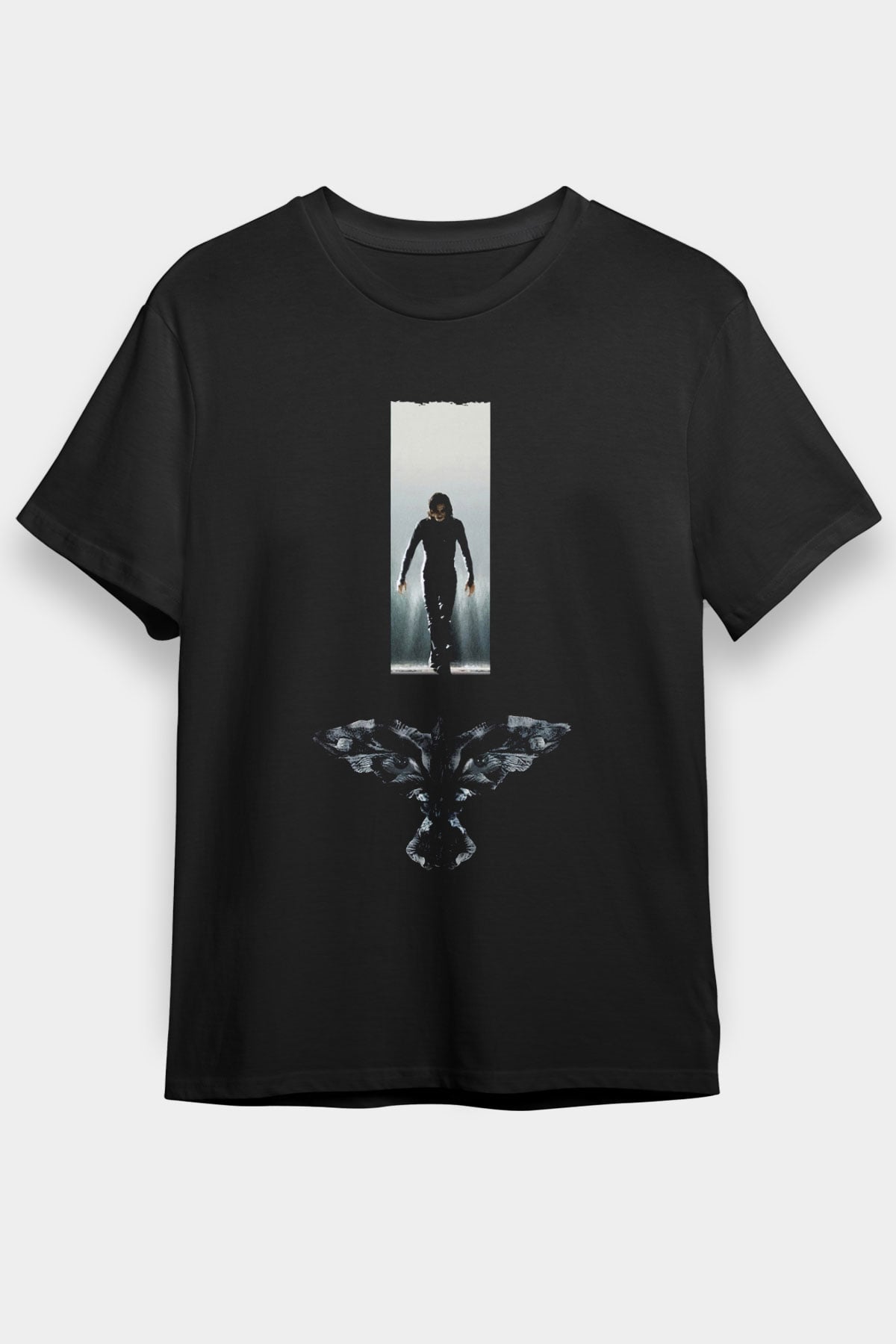 Unisex Ölümsüz Aşk (The Crow) Baskılı Siyah T-Shirt