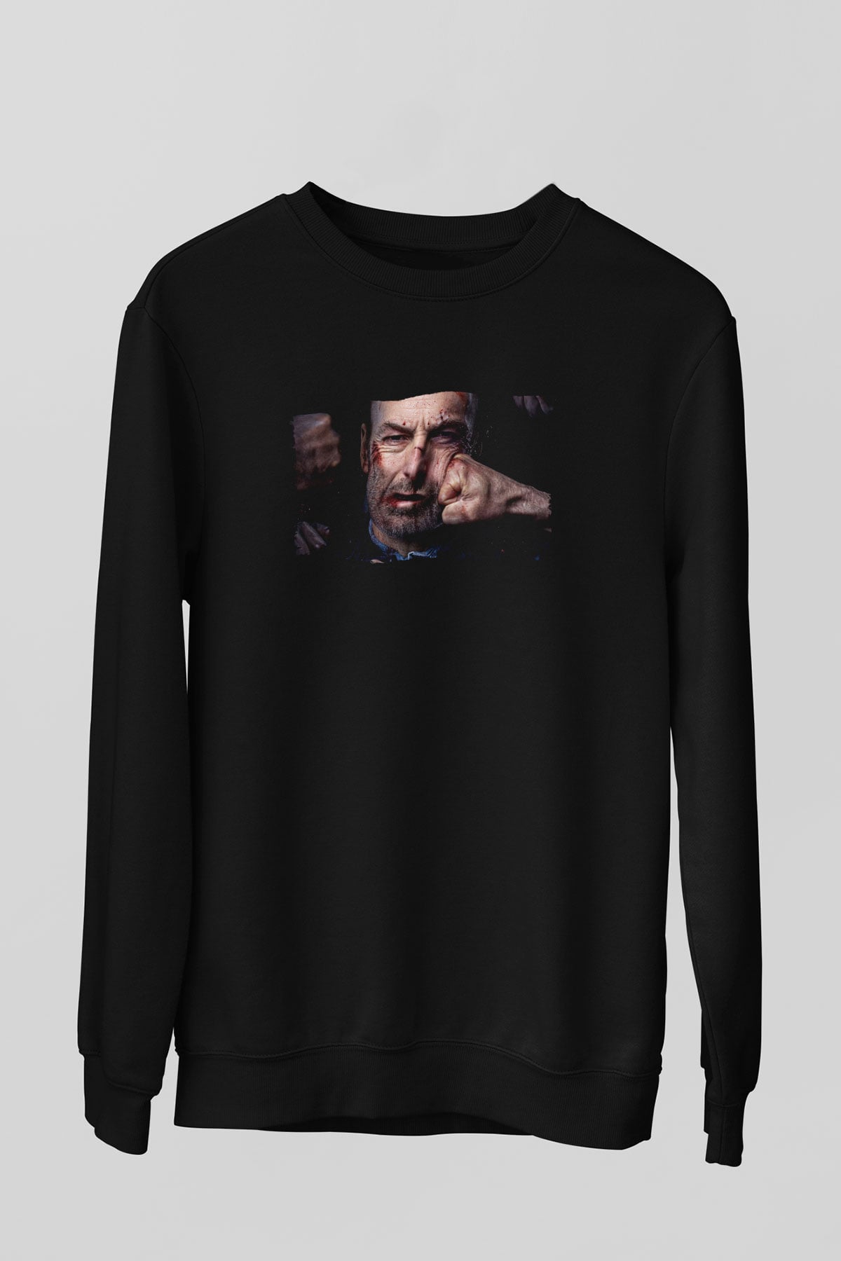 Unisex Önemsiz Biri (Nobody) Baskılı Siyah Sweatshirt