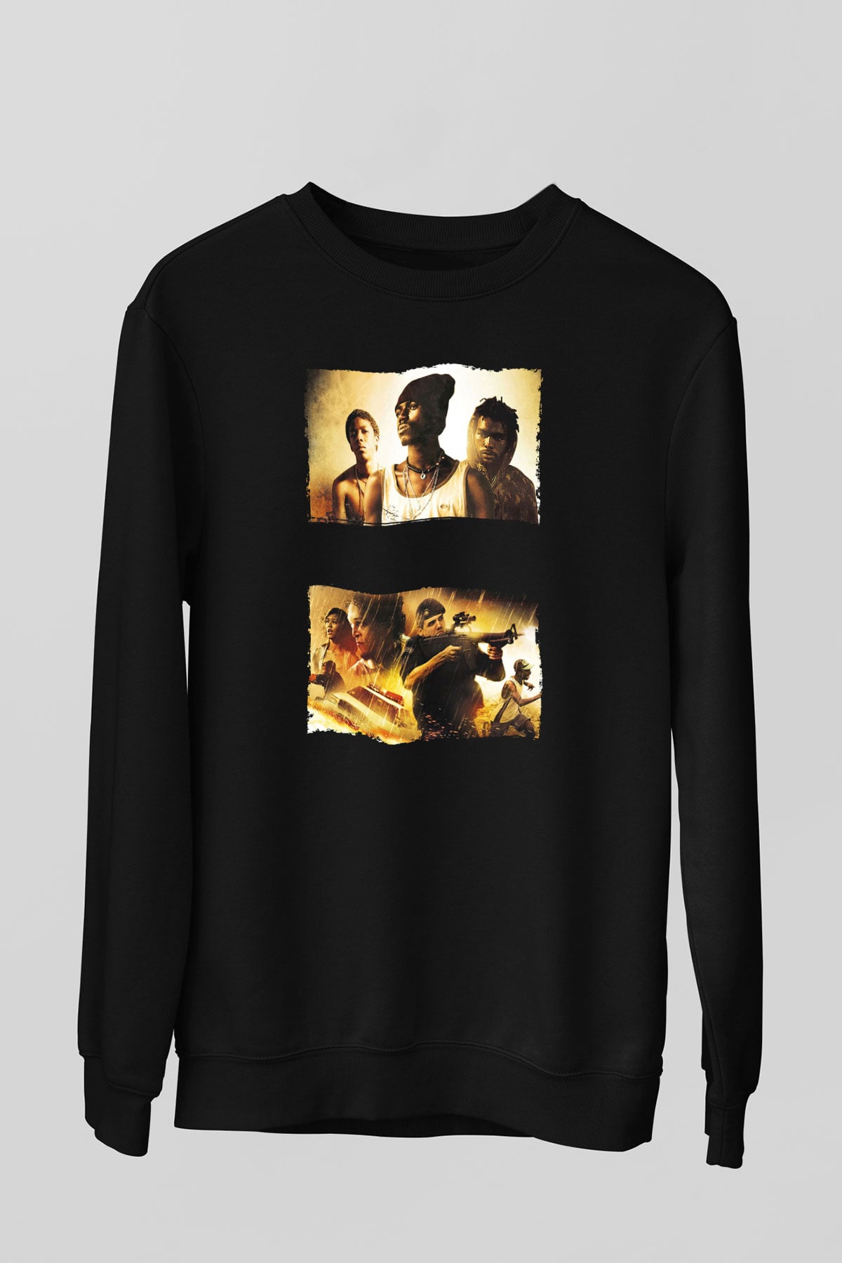 Unisex Özel Tim (Elite Squad) Baskılı Siyah Sweatshirt