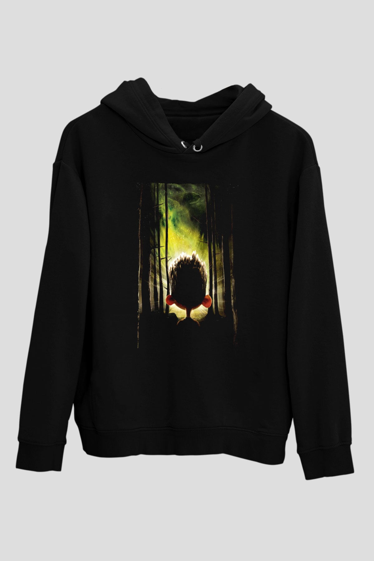 Unisex ParaNorman Baskılı Siyah Kapüşonlu Sweatshirt